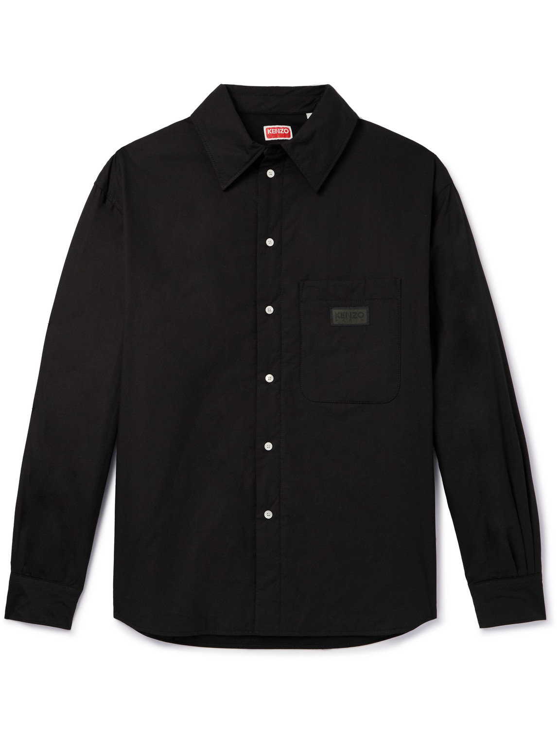 Kenzo Logo-appliquéd Padded Cotton Overshirt In Black