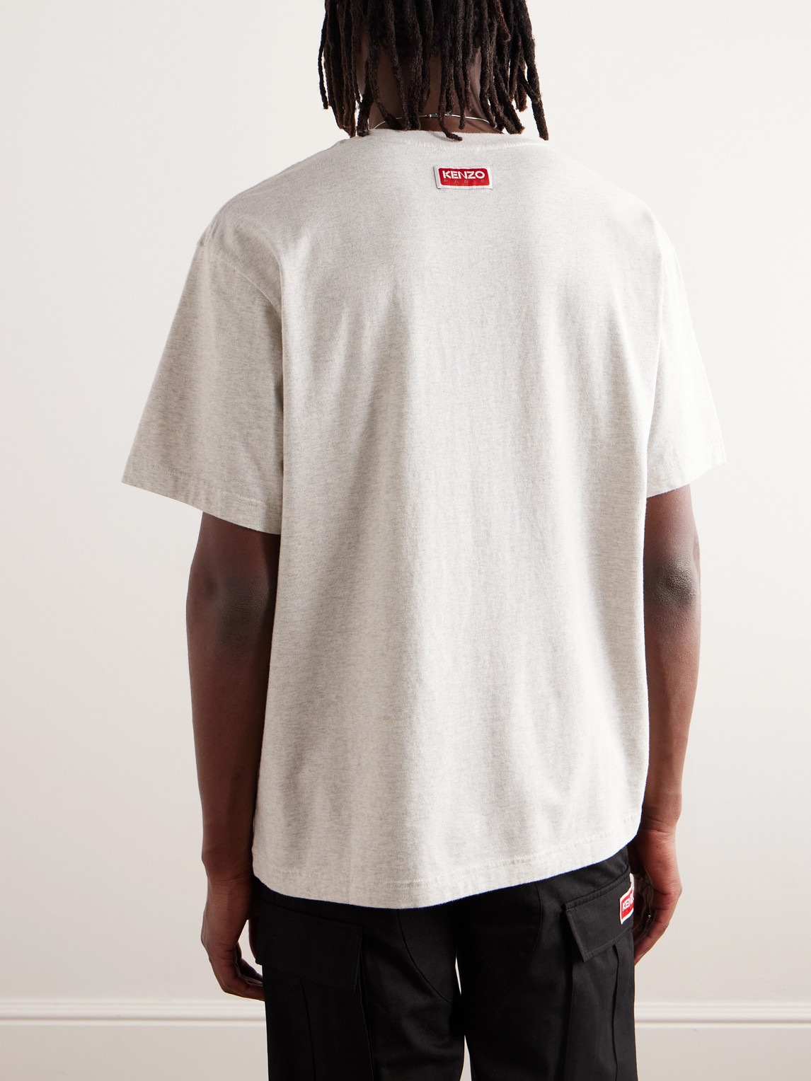 Shop Kenzo Lucky Tiger Logo-print Cotton-jersey T-shirt In Gray