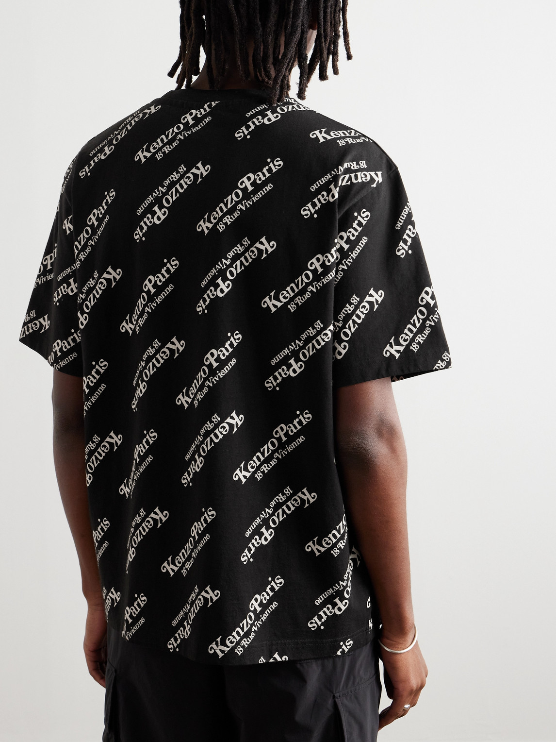 Shop Kenzo Verdy Oversized Logo-print Cotton-jersey T-shirt In Black