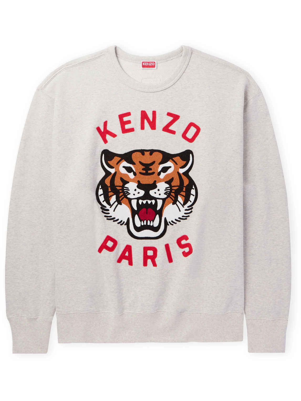 Kenzo Logo-appliquéd Cotton-jersey Sweatshirt In Gray