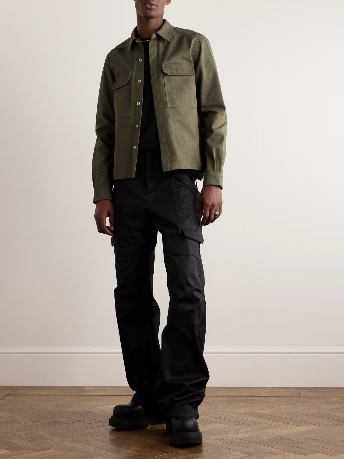 Shop Rick Owens Cotton-twill Overshirt In Green