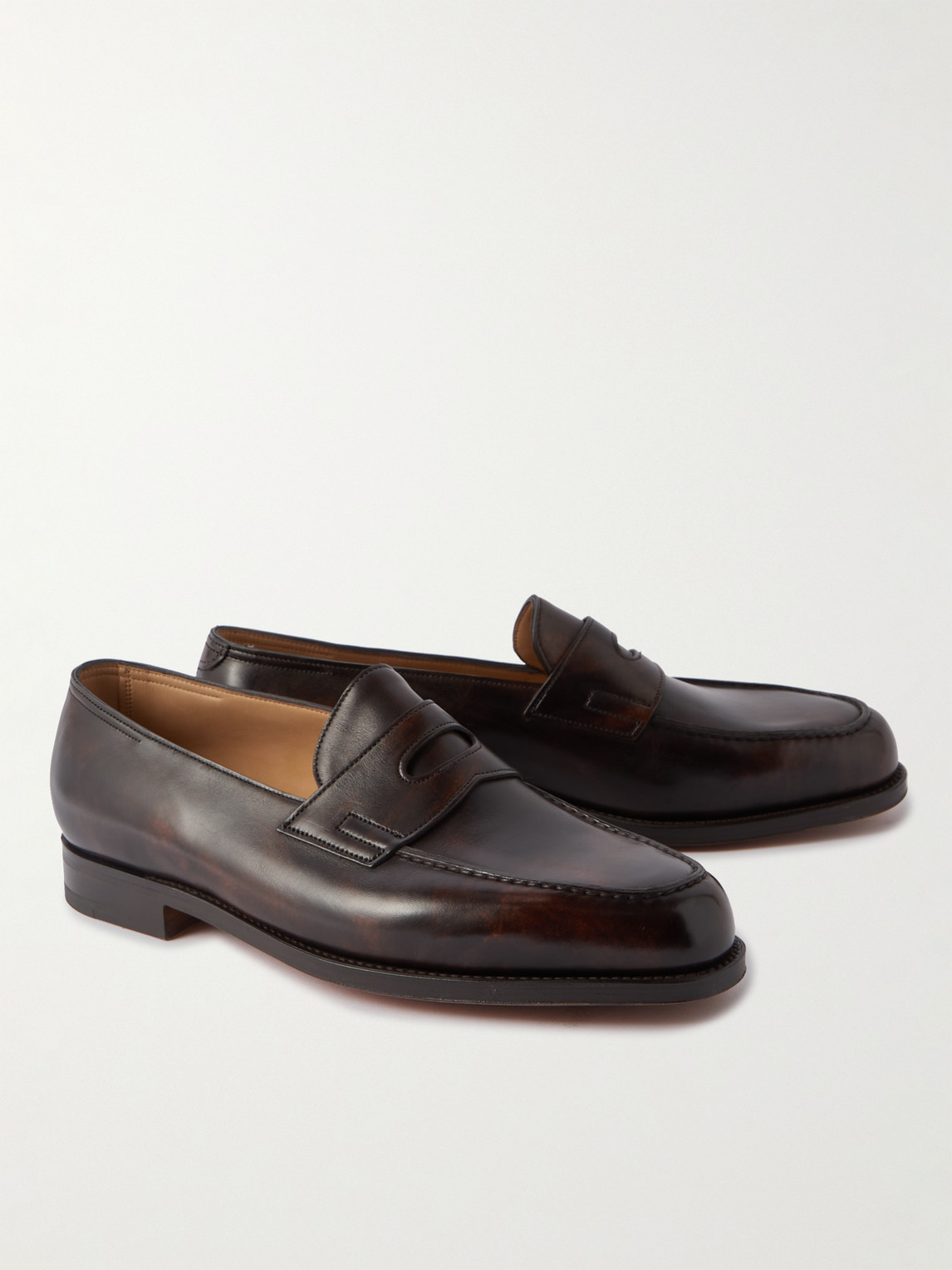 Shop John Lobb Lopez Leather Penny Loafers In Black