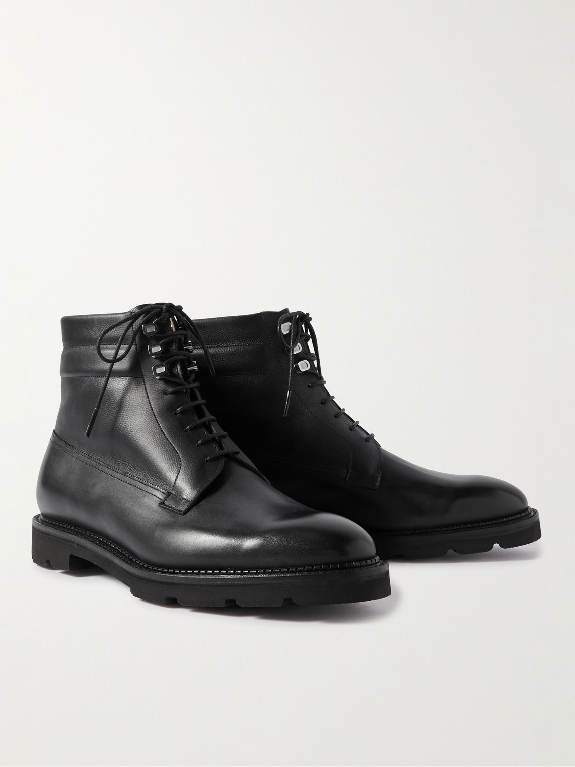 Shop John Lobb Alder Burnished-leather Boots In Black