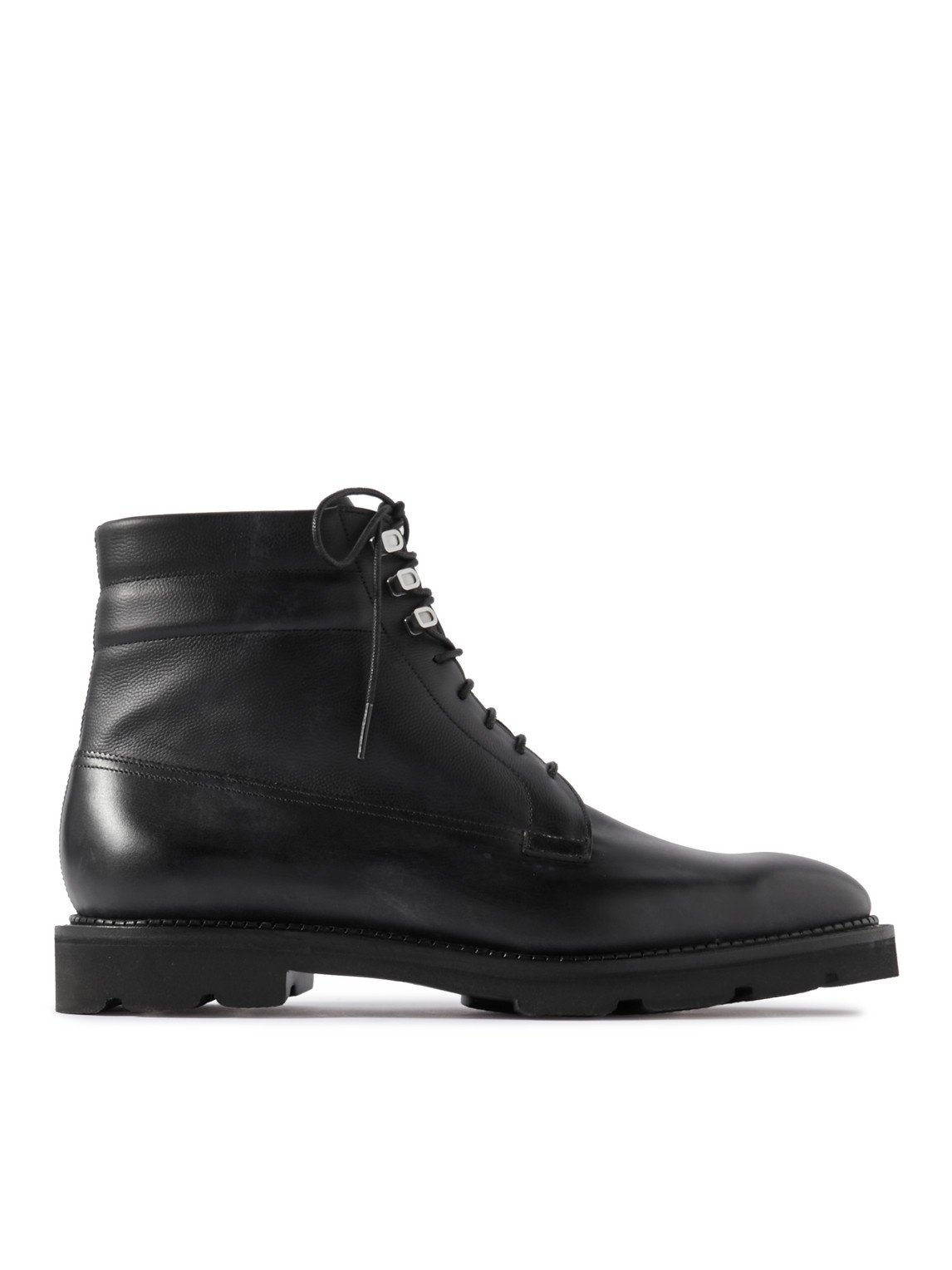 Shop John Lobb Alder Burnished-leather Boots In Black