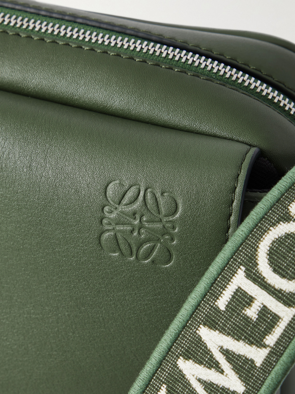 Shop Loewe Military Leather Messenger Bag In Green