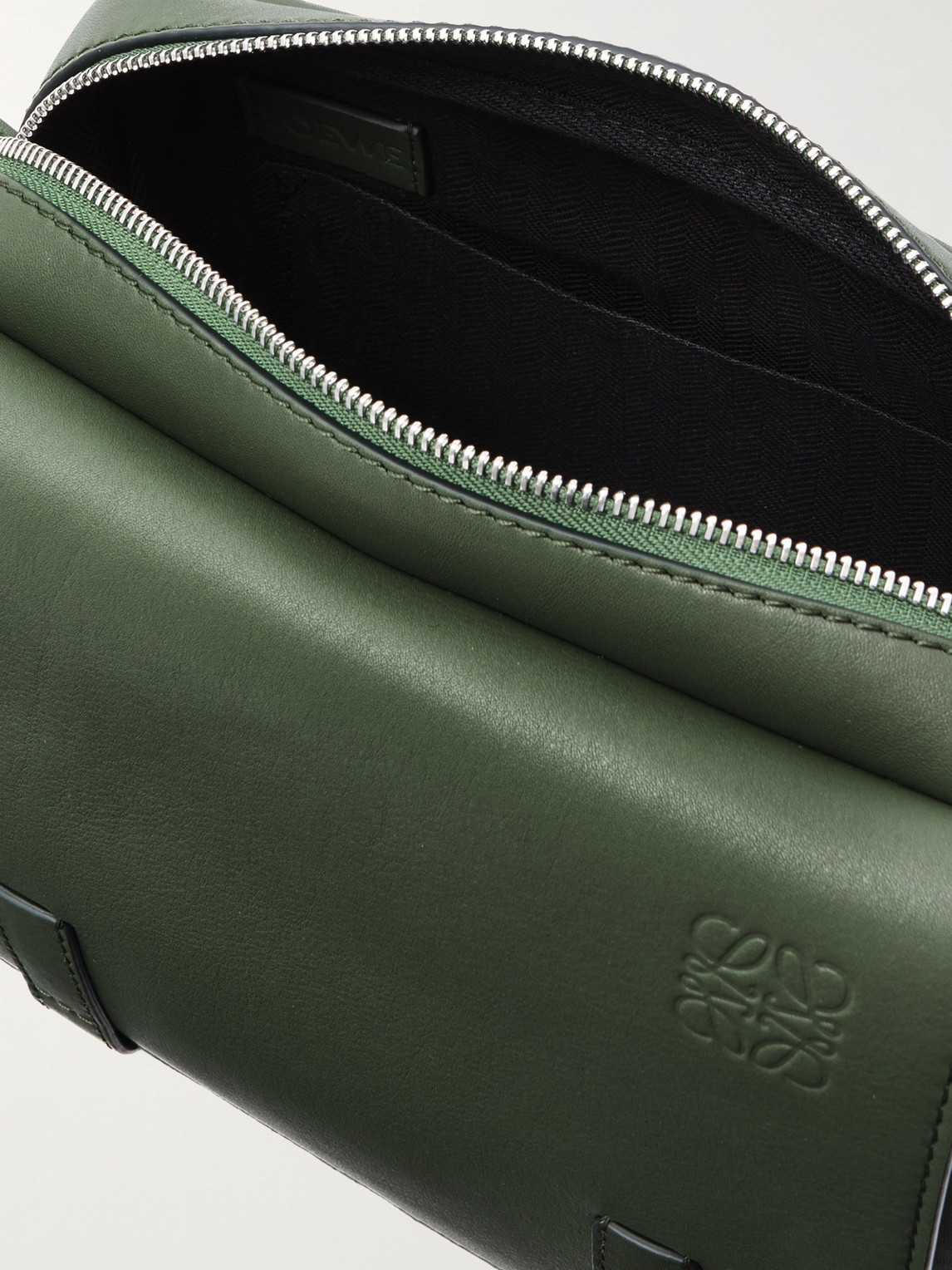 Shop Loewe Military Leather Messenger Bag In Green