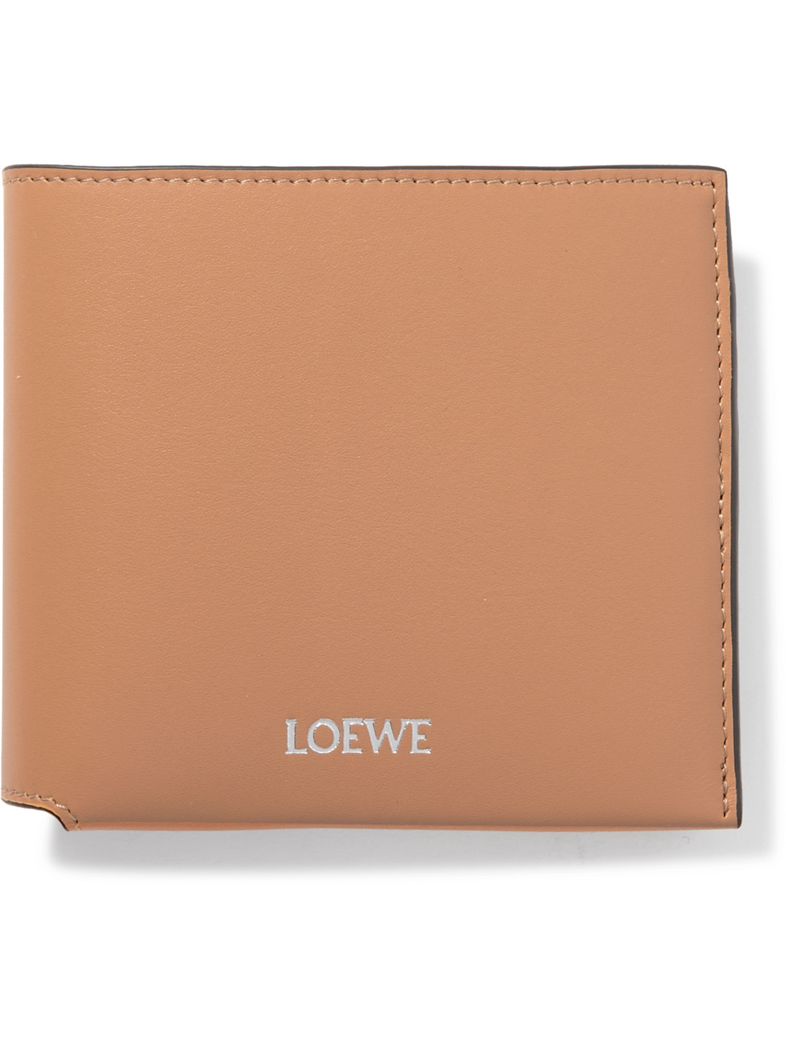 Loewe Logo-print Leather Billfold Wallet In Neutrals