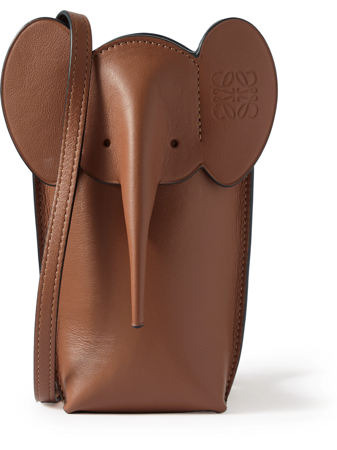 Loewe Elephant Pocket Leather Messenger Bag In Brown