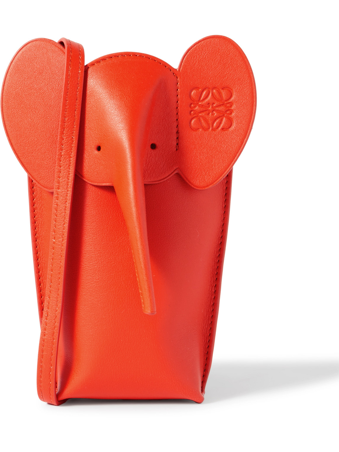 Loewe Elephant Pocket Leather Messenger Bag In Orange