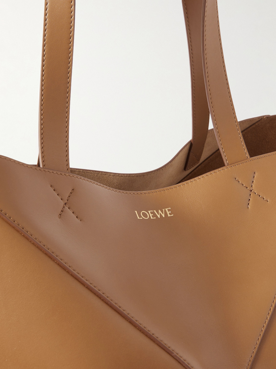 Shop Loewe Puzzle Fold Extra-large Panelled Leather Tote Bag In Brown