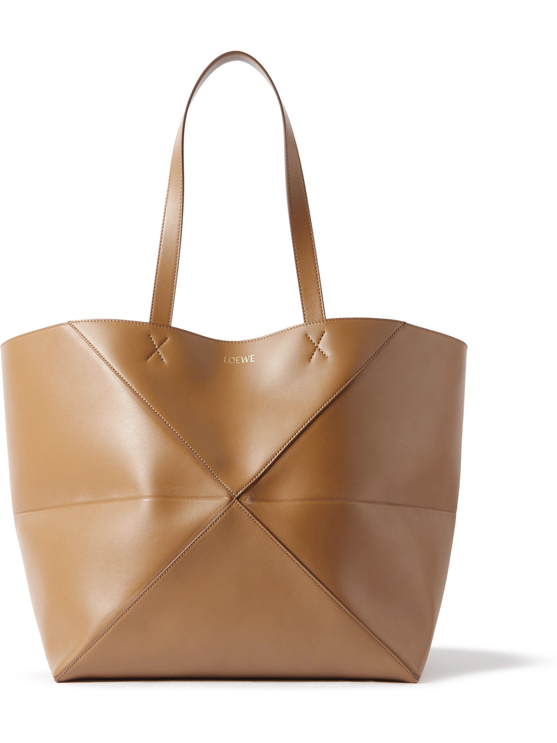 Loewe Puzzle Fold Extra-large Panelled Leather Tote Bag In Brown