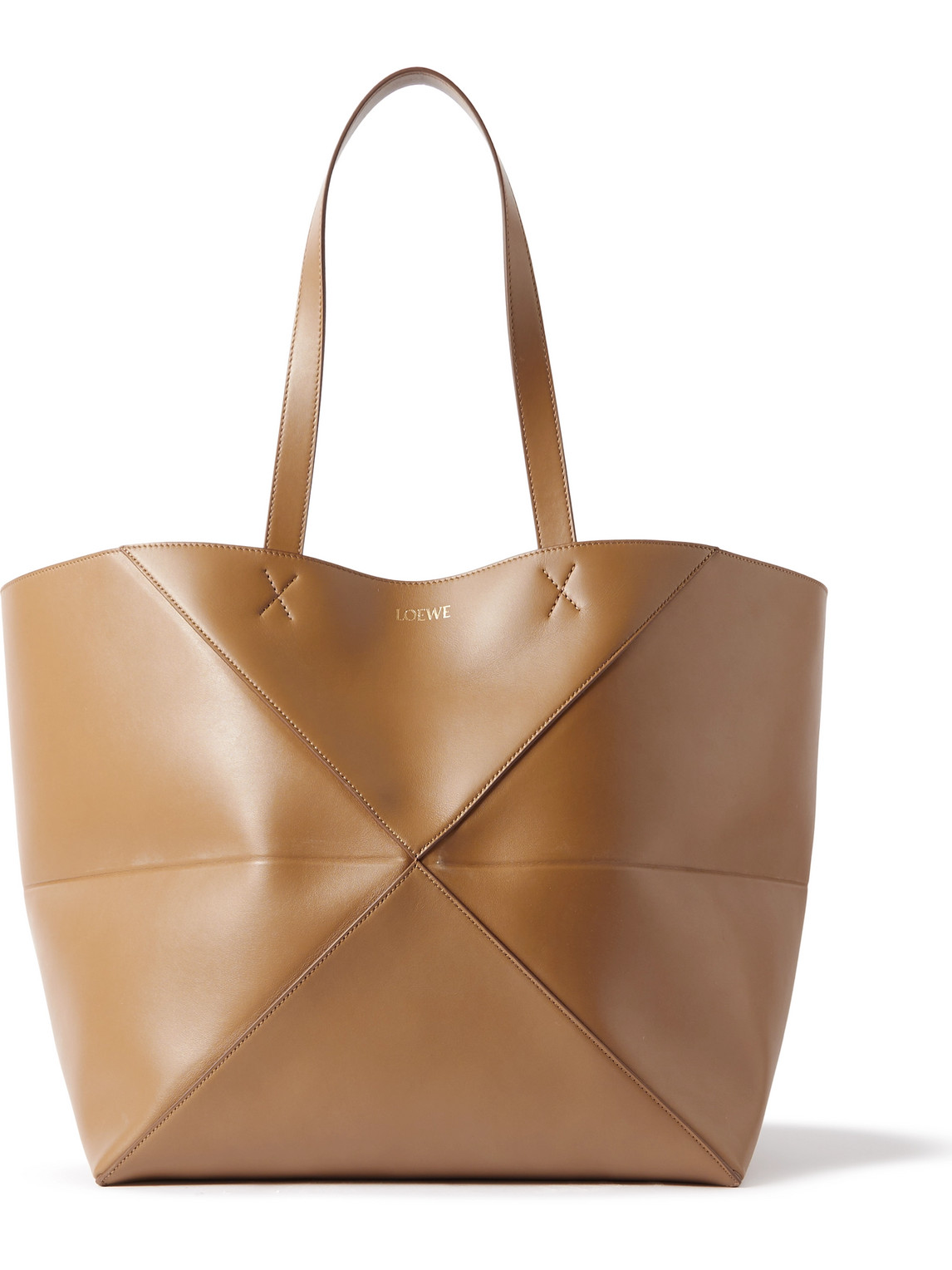 Loewe Puzzle Fold Extra-large Panelled Leather Tote Bag In Brown