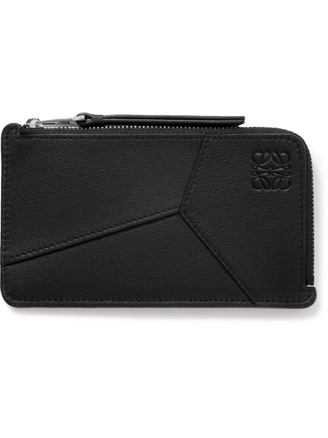 Loewe Puzzle Logo-debossed Leather Zipped Cardholder In Black