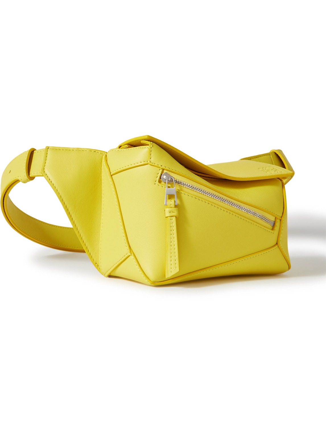 Loewe Puzzle Edge Mini Leather Belt Bag In Yellow