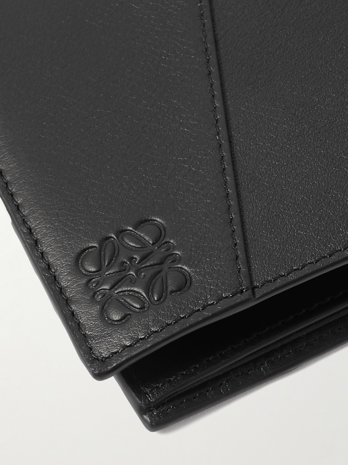 Shop Loewe Puzzle Logo-embossed Leather Billfold Wallet In Black