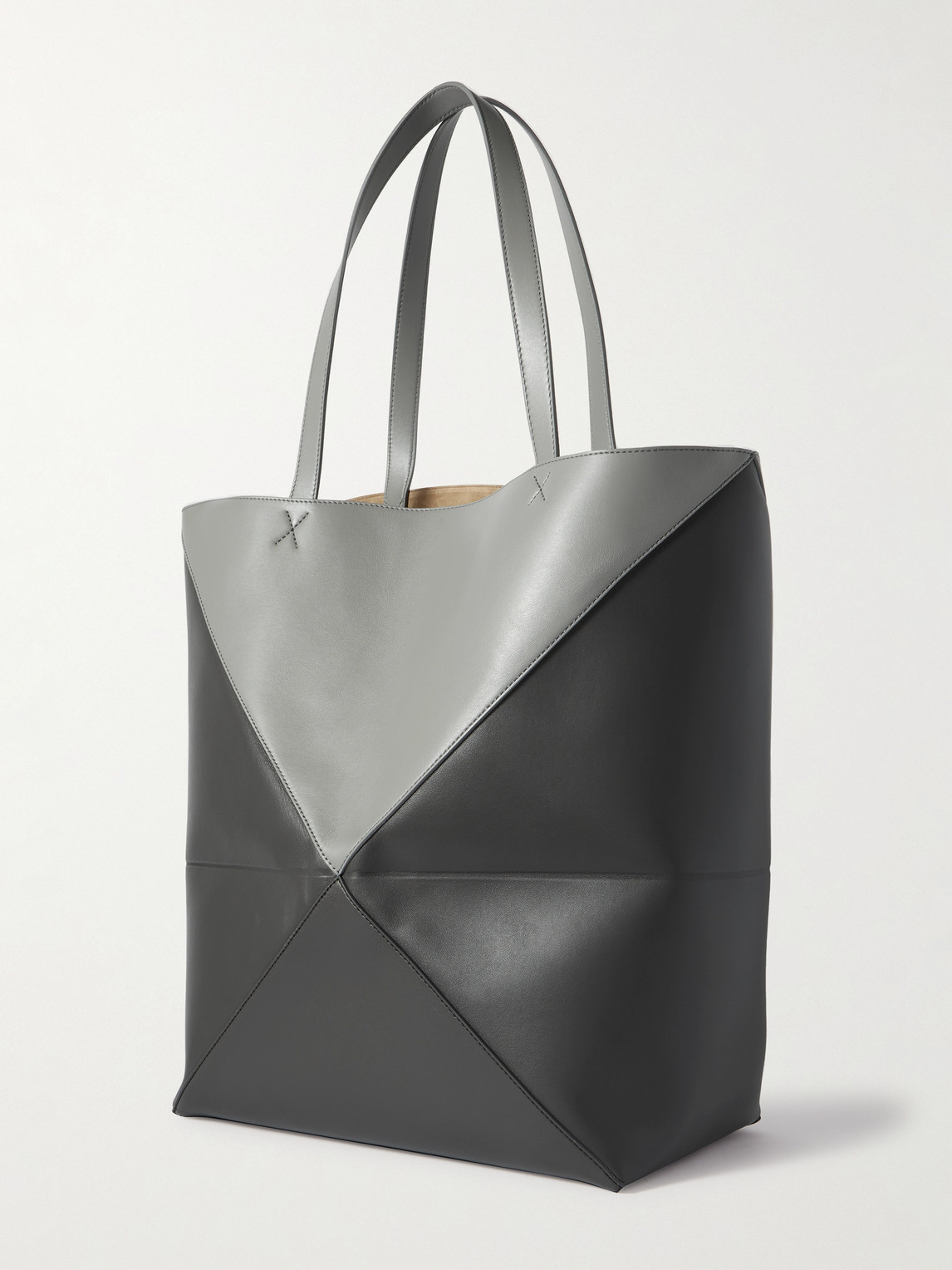 Shop Loewe Puzzle Large Two-tone Leather Tote Bag In Gray