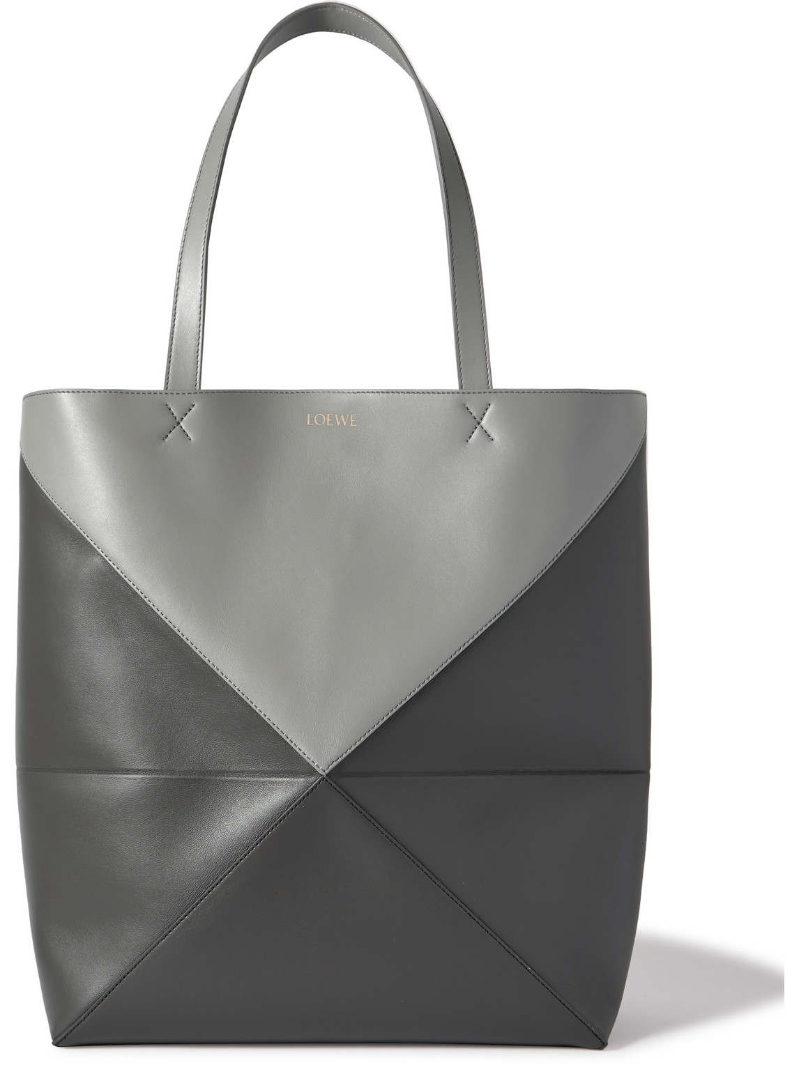 Loewe Puzzle Large Two-tone Leather Tote Bag In Gray