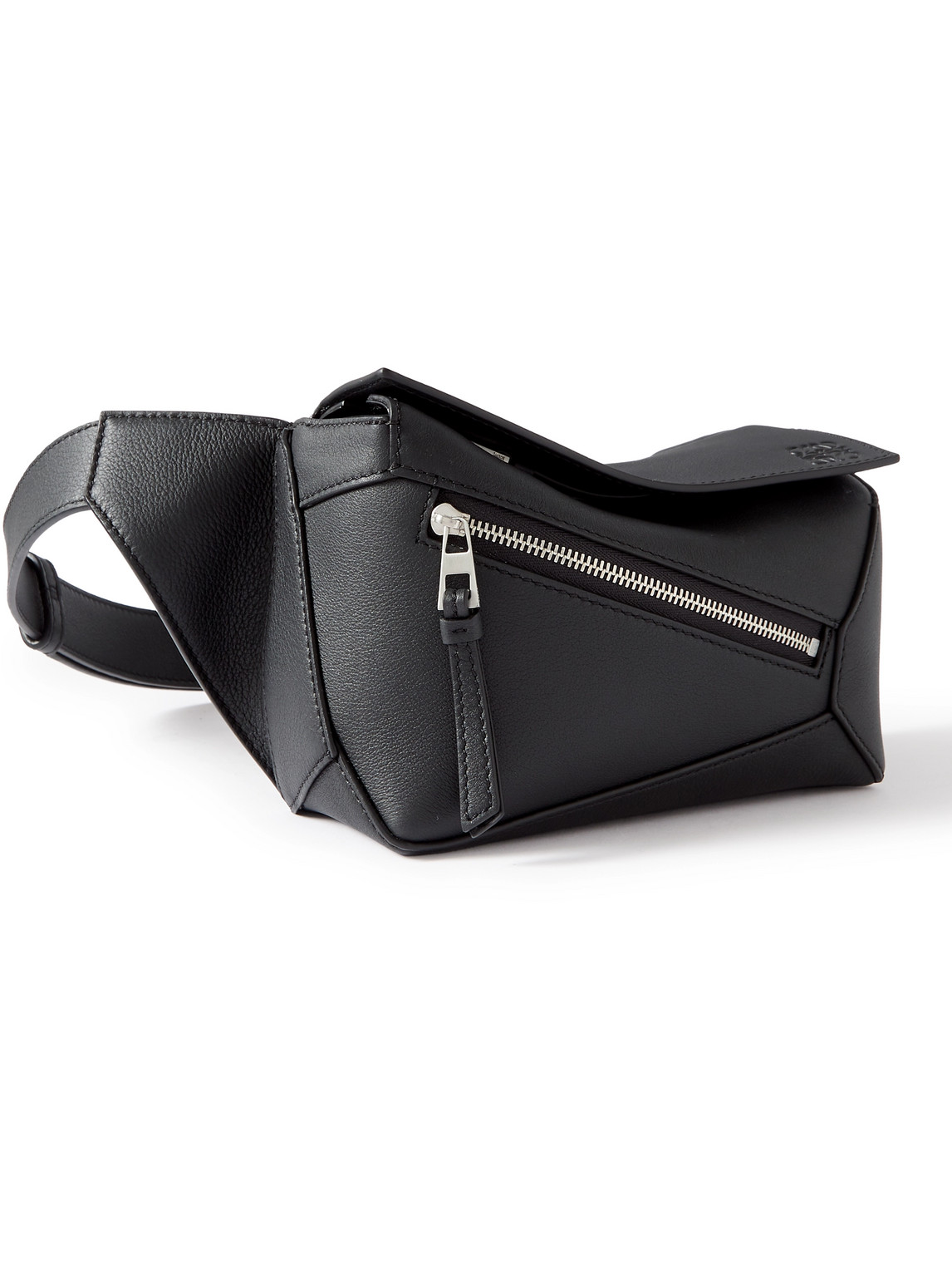 Shop Loewe Puzzle Edge Mini Leather Belt Bag In Black