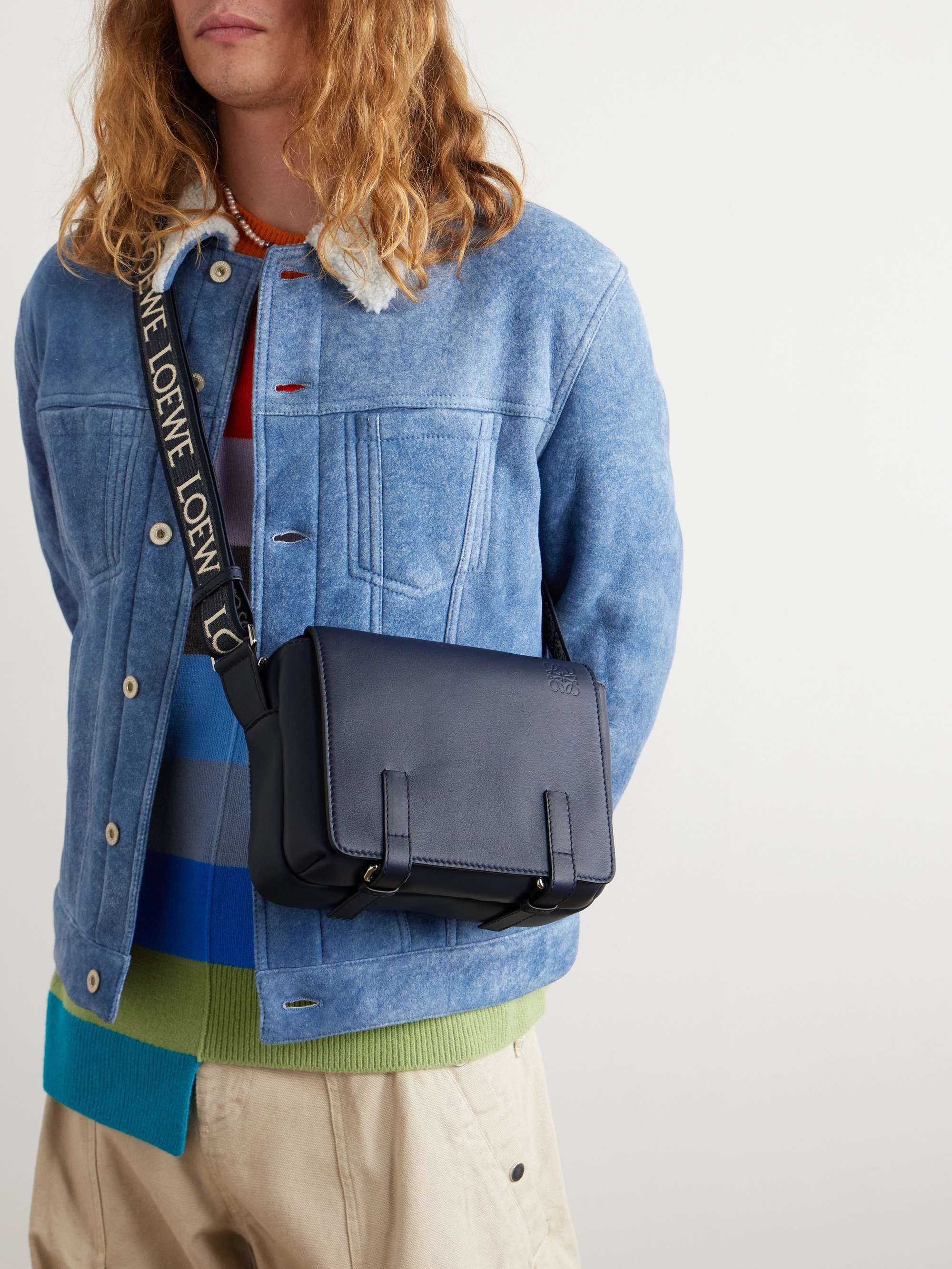 Bracelet leather shoulder bag in blue - Loewe