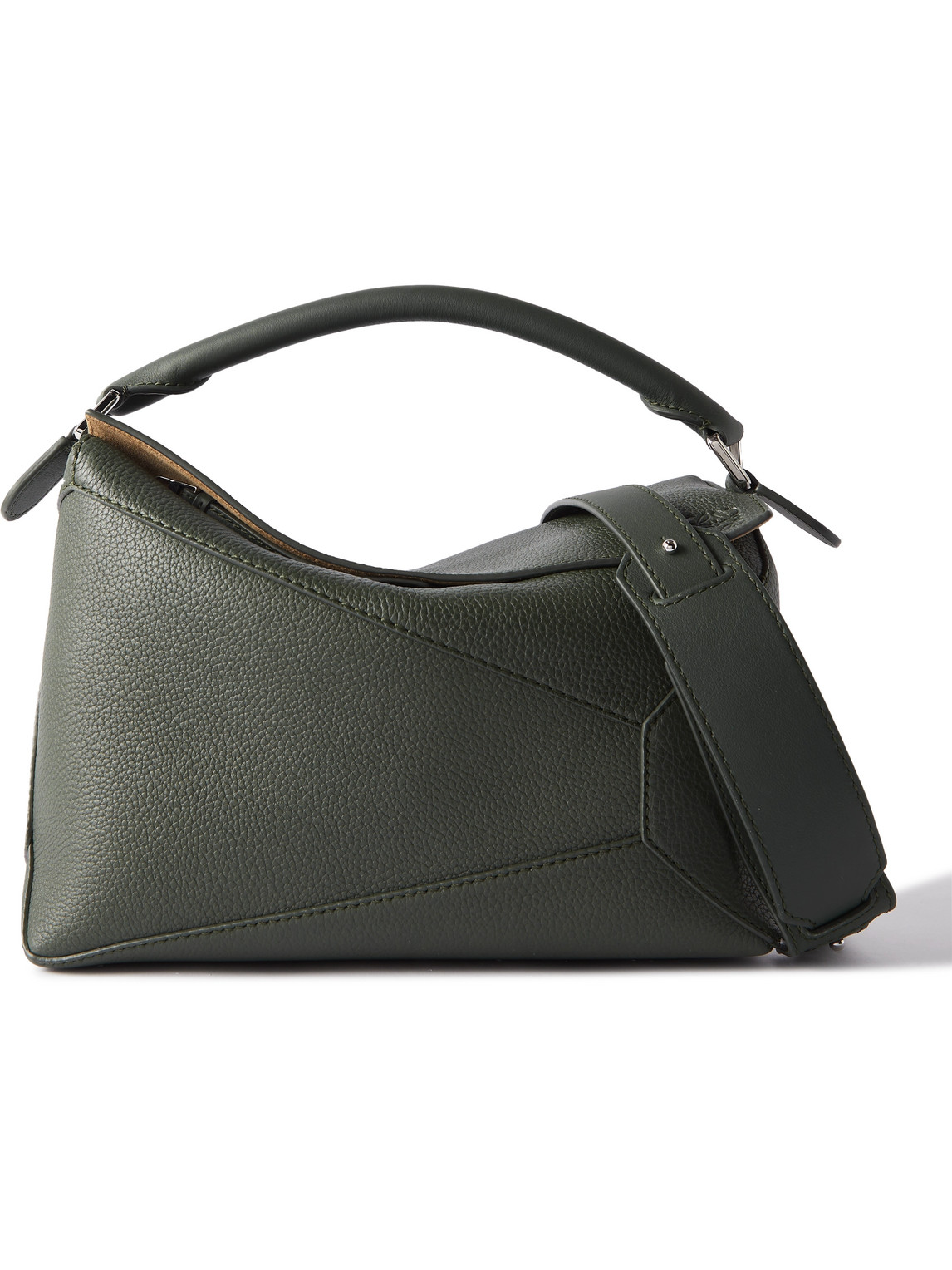 Loewe Puzzle Edge Full-grain Leather Messenger Bag In Black