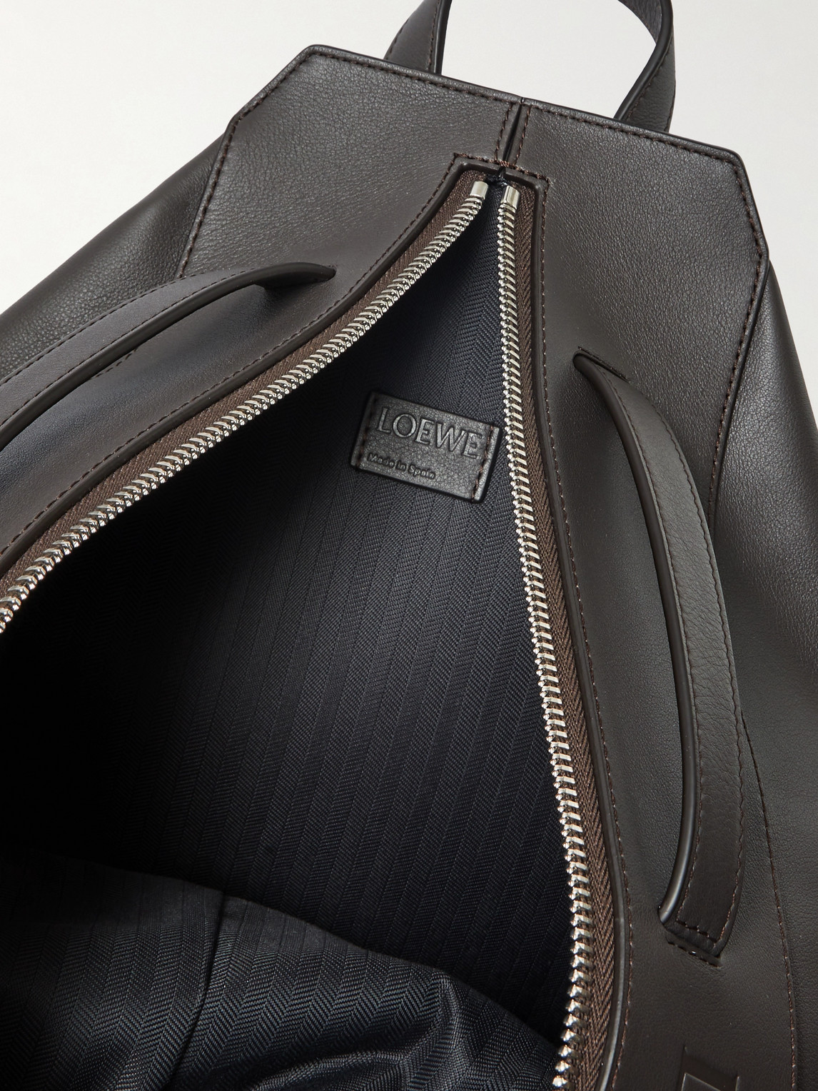 Shop Loewe Convertible Logo-debossed Leather Backpack In Gray
