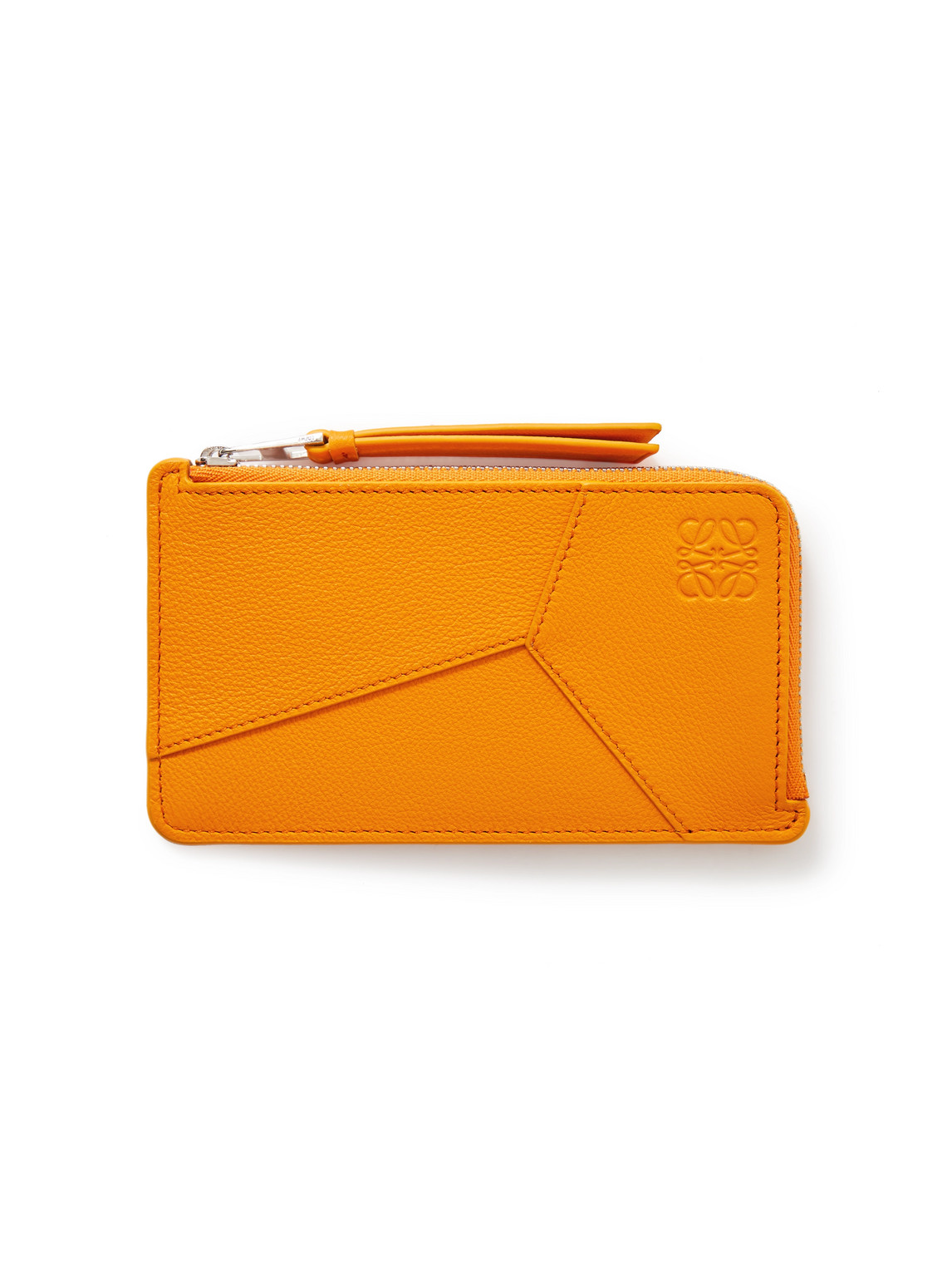 Loewe Puzzle Logo-debossed Leather Zipped Cardholder In Orange