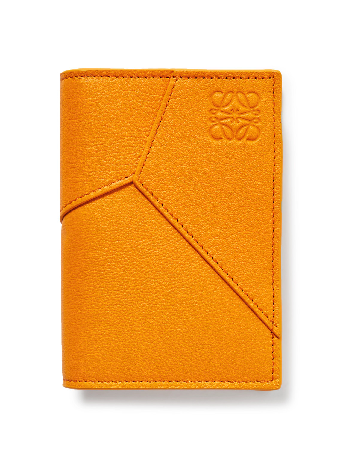 Loewe Puzzle Logo-embossed Leather Cardholder In Orange
