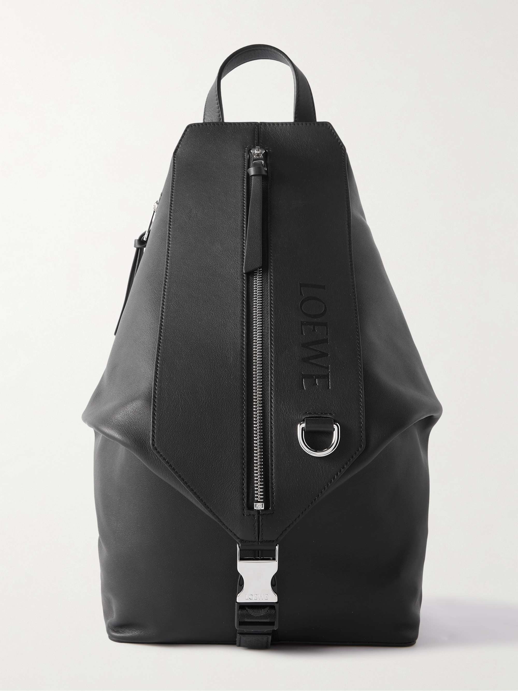 LOEWE Logo-Embossed Leather Backpack for Men | MR PORTER
