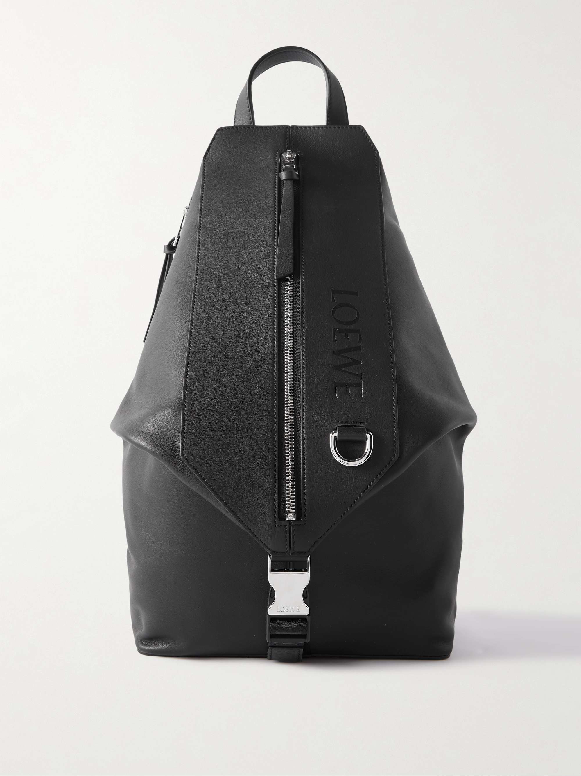 LOEWE Logo-Embossed Leather Backpack for Men | MR PORTER