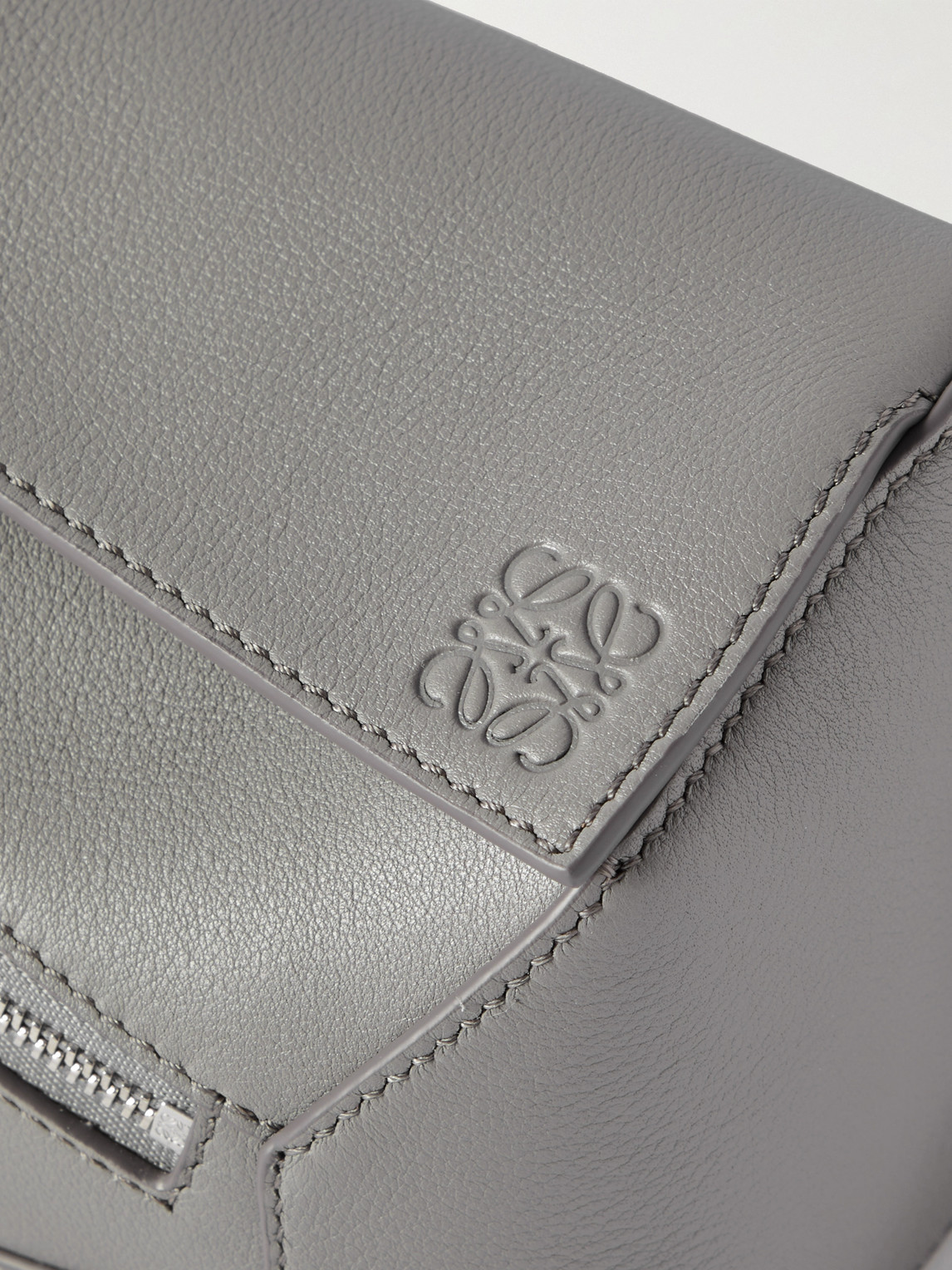 Shop Loewe Puzzle Edge Mini Leather Belt Bag In Gray