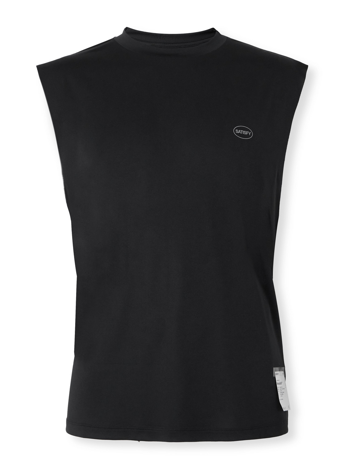Shop Satisfy Logo-print Recycled-auralite™ Jersey Tank Top In Black
