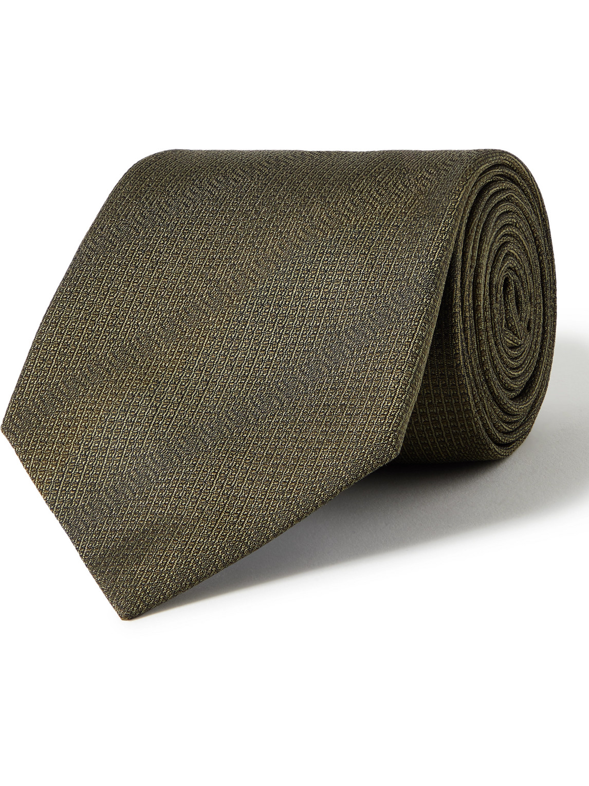Mr P 8.5cm Striped Silk-jacquard Tie In Green