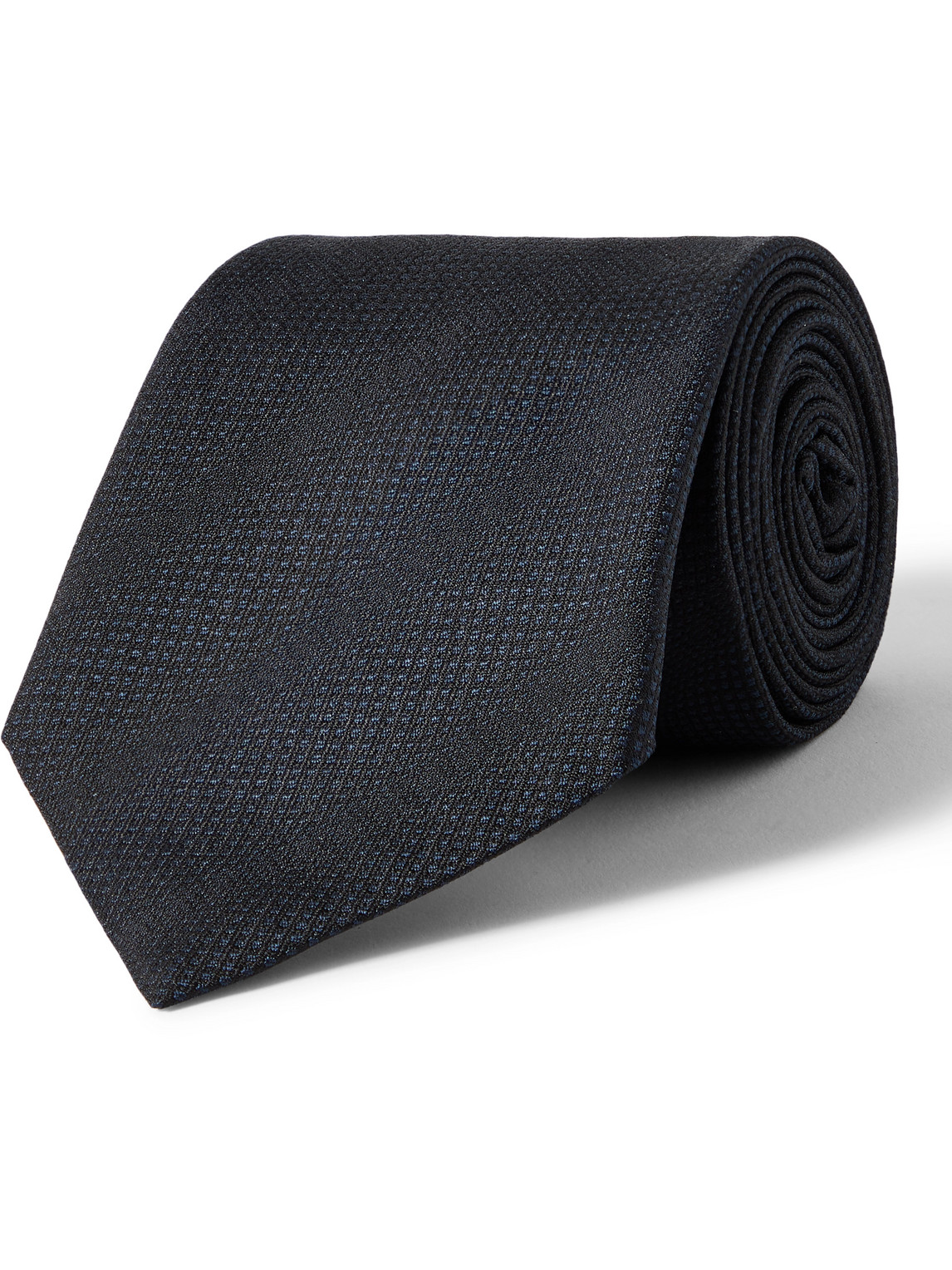 Mr P 8.5cm Striped Silk-jacquard Tie In Black