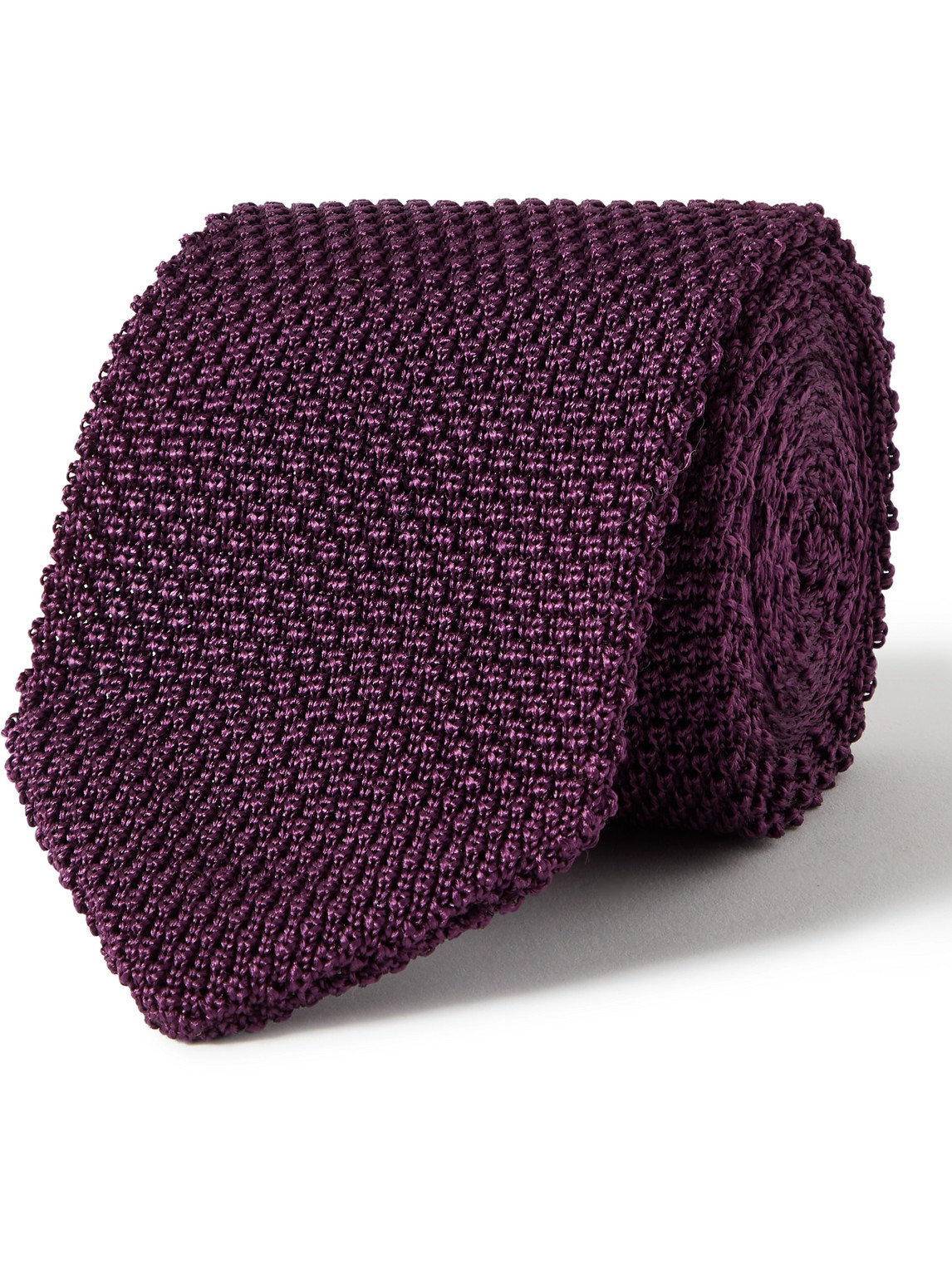 Mr P 7cm Knitted Silk Tie In Purple