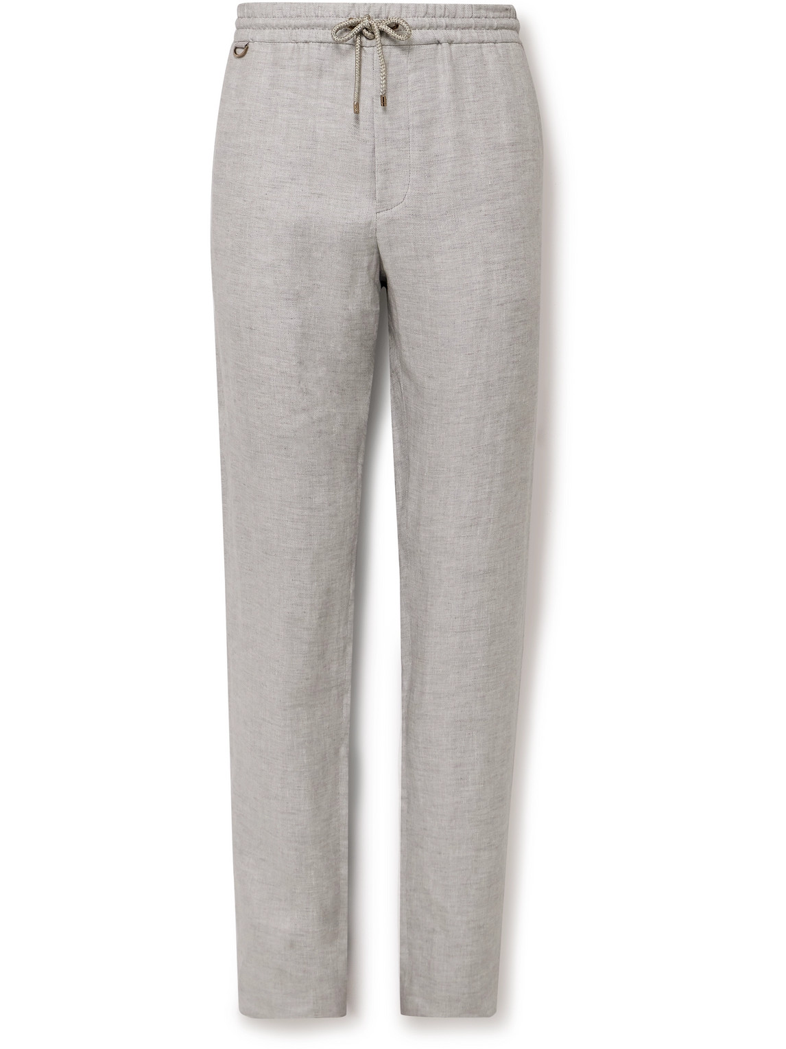 Agnona Straight-leg Linen-twill Drawstring Suit Trousers In Gray