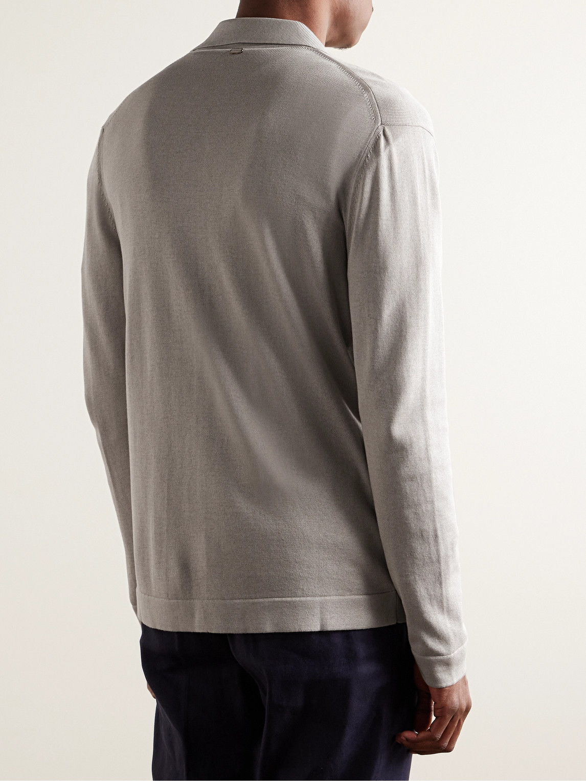 Shop Agnona Slim-fit Camp-collar Silk And Cotton-blend Shirt In Gray