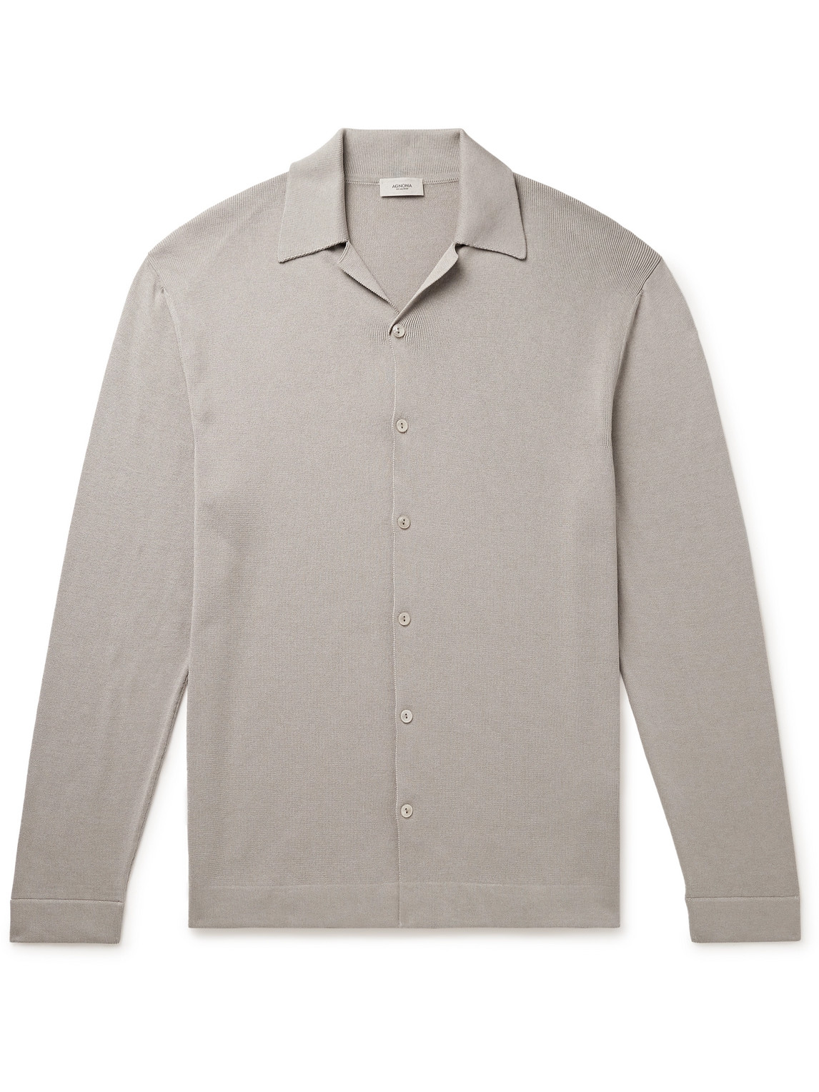 Agnona Slim-fit Camp-collar Silk And Cotton-blend Shirt In Gray
