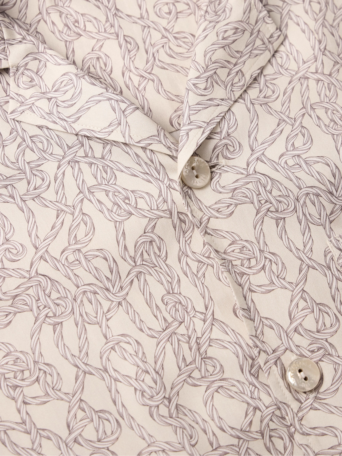 Shop Agnona Camp-collar Printed Lyocell Shirt In Neutrals