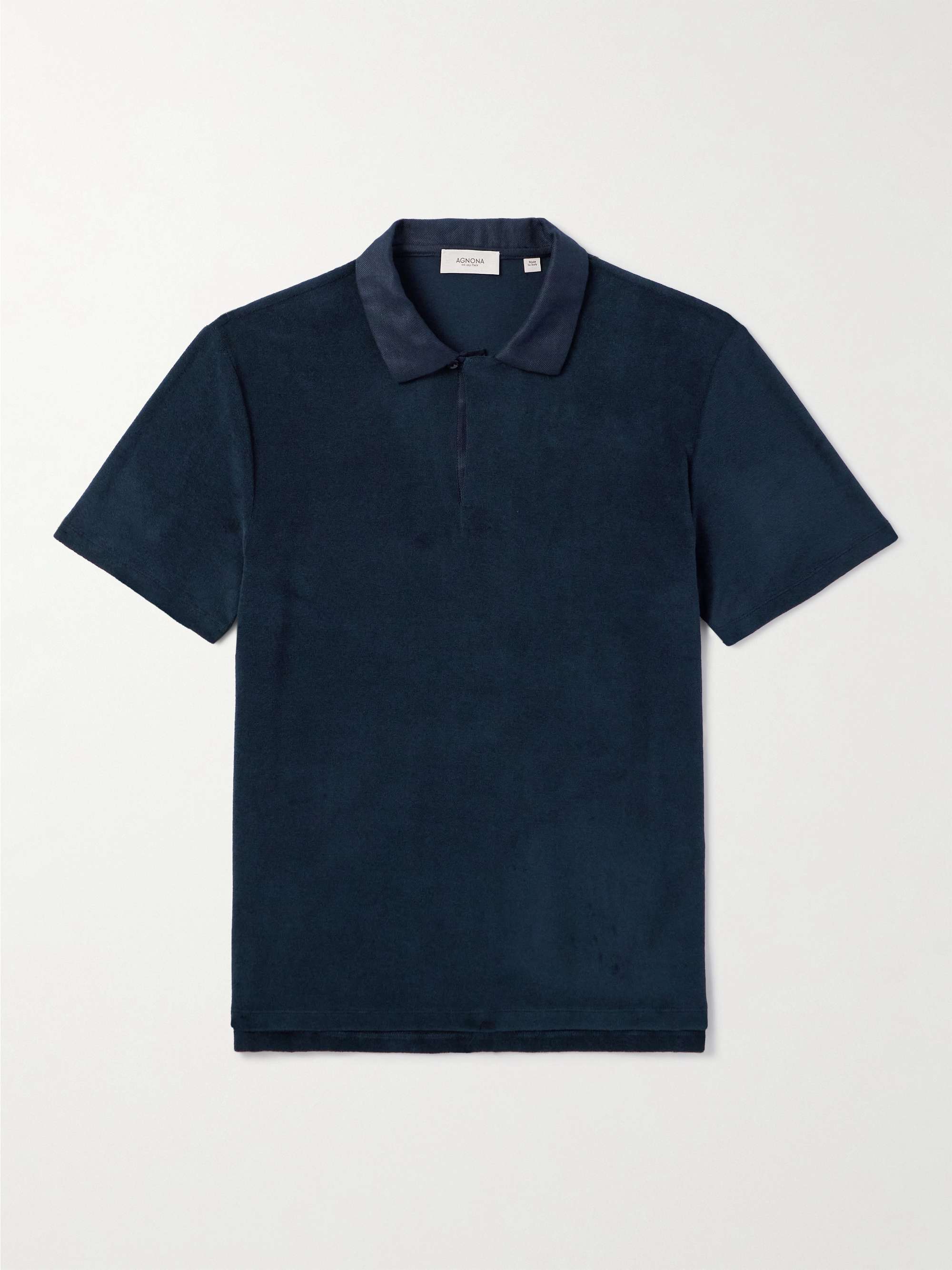 Towelling cotton-blend polo shirt