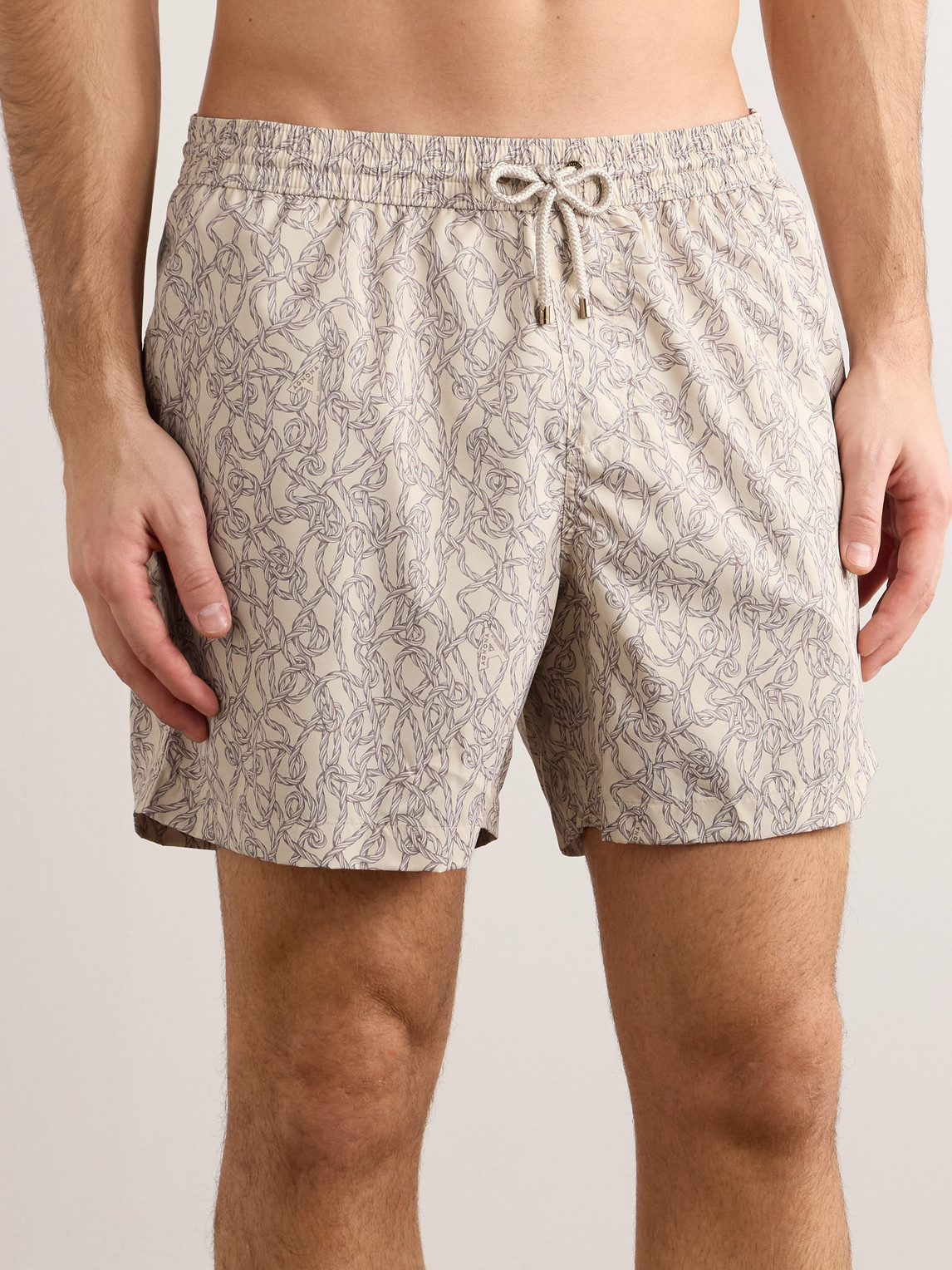 Shop Agnona Straight-leg Mid-length Printed Swim Shorts In Neutrals