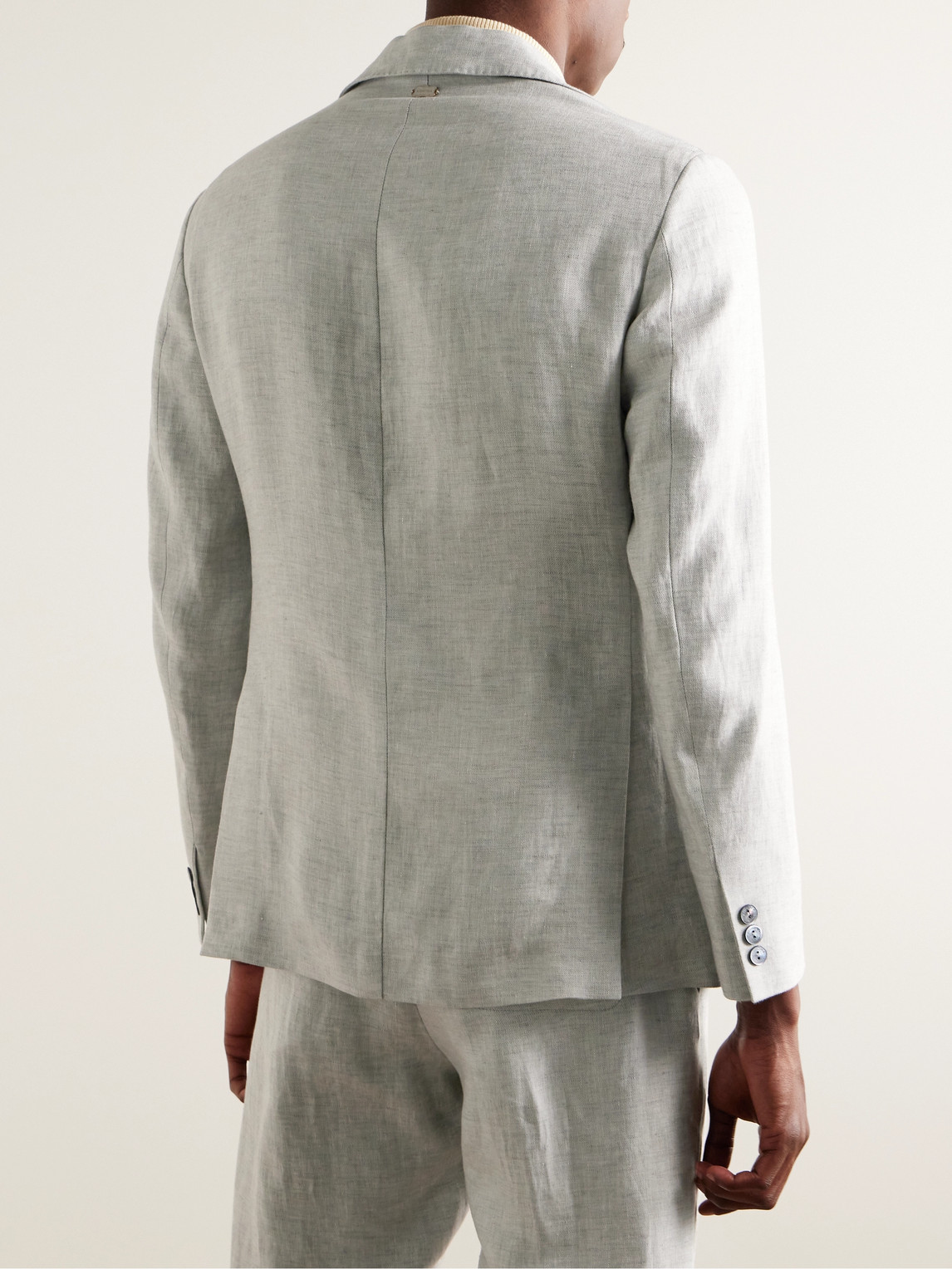 Shop Agnona Linen-twill Suit Jacket In Gray