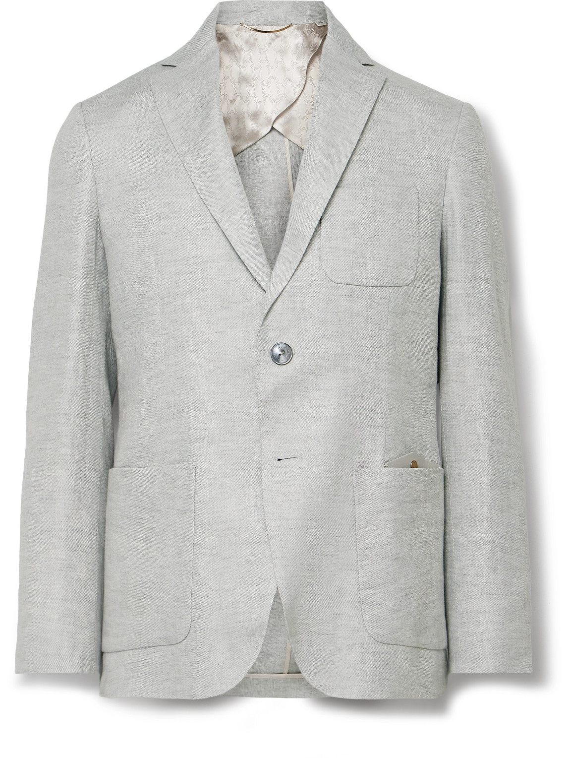 Agnona Linen-twill Suit Jacket In Gray