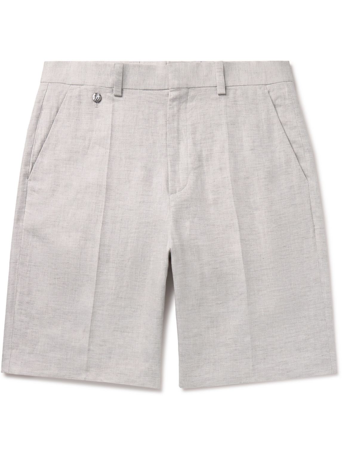 Agnona Straight-leg Linen-twill Bermuda Shorts In Gray