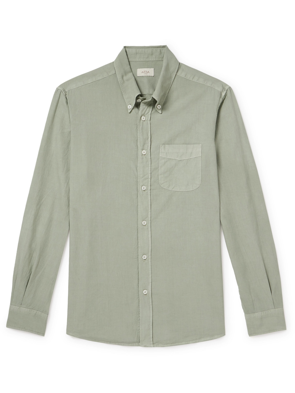 Altea Ivy Button-down Collar Lyocell And Cotton-blend Shirt In Green