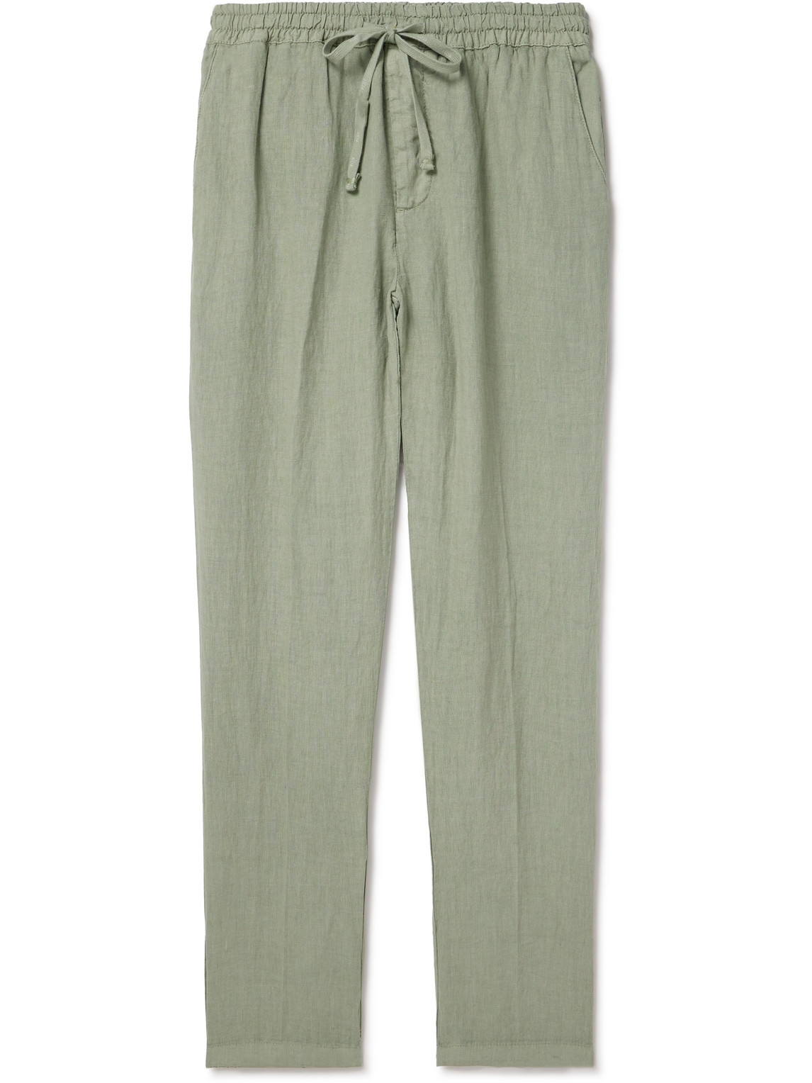 Altea Tapered Linen Drawstring Trousers In Green