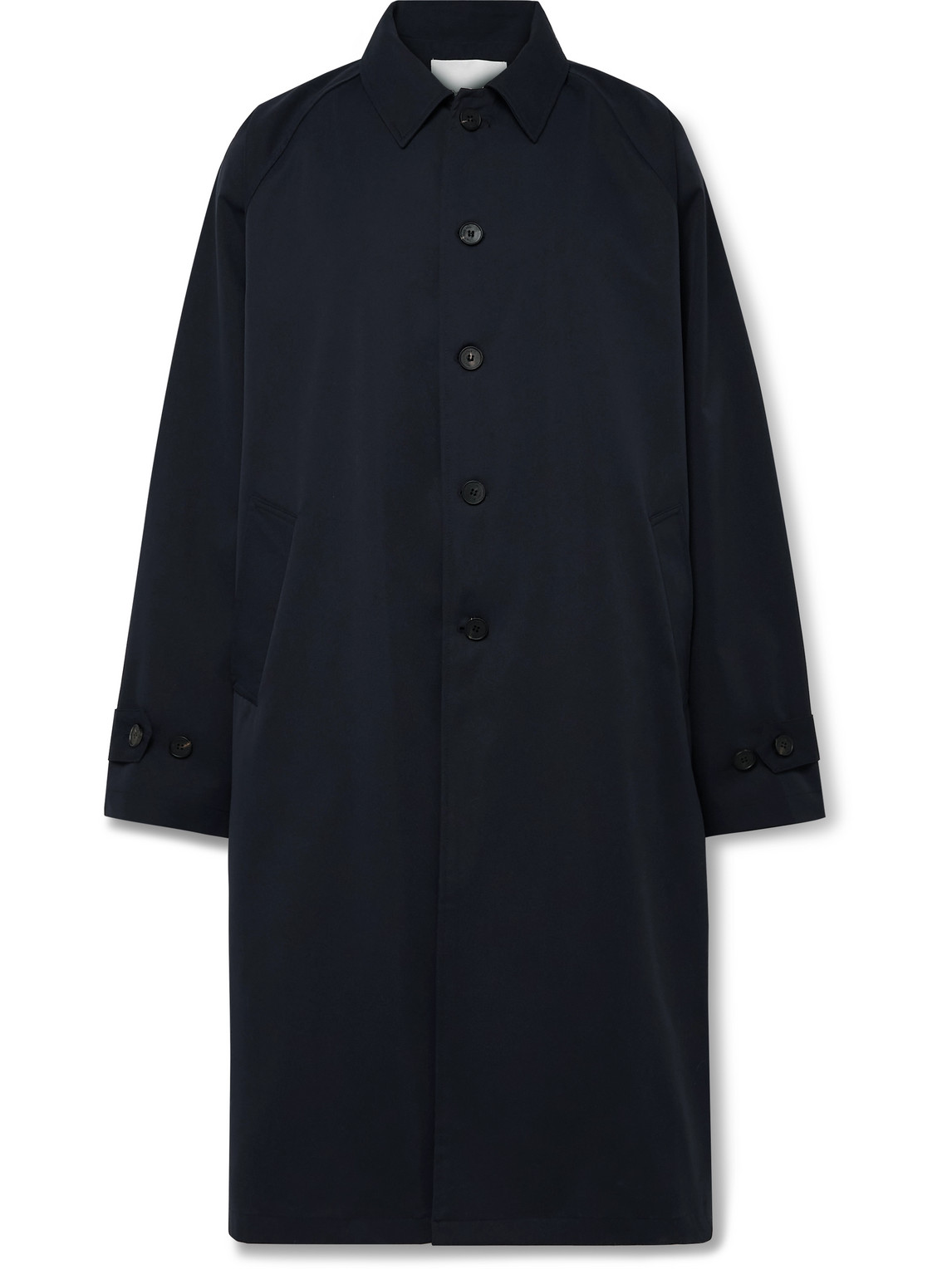 The Frankie Shop Emil Twill Trench Coat In Blue