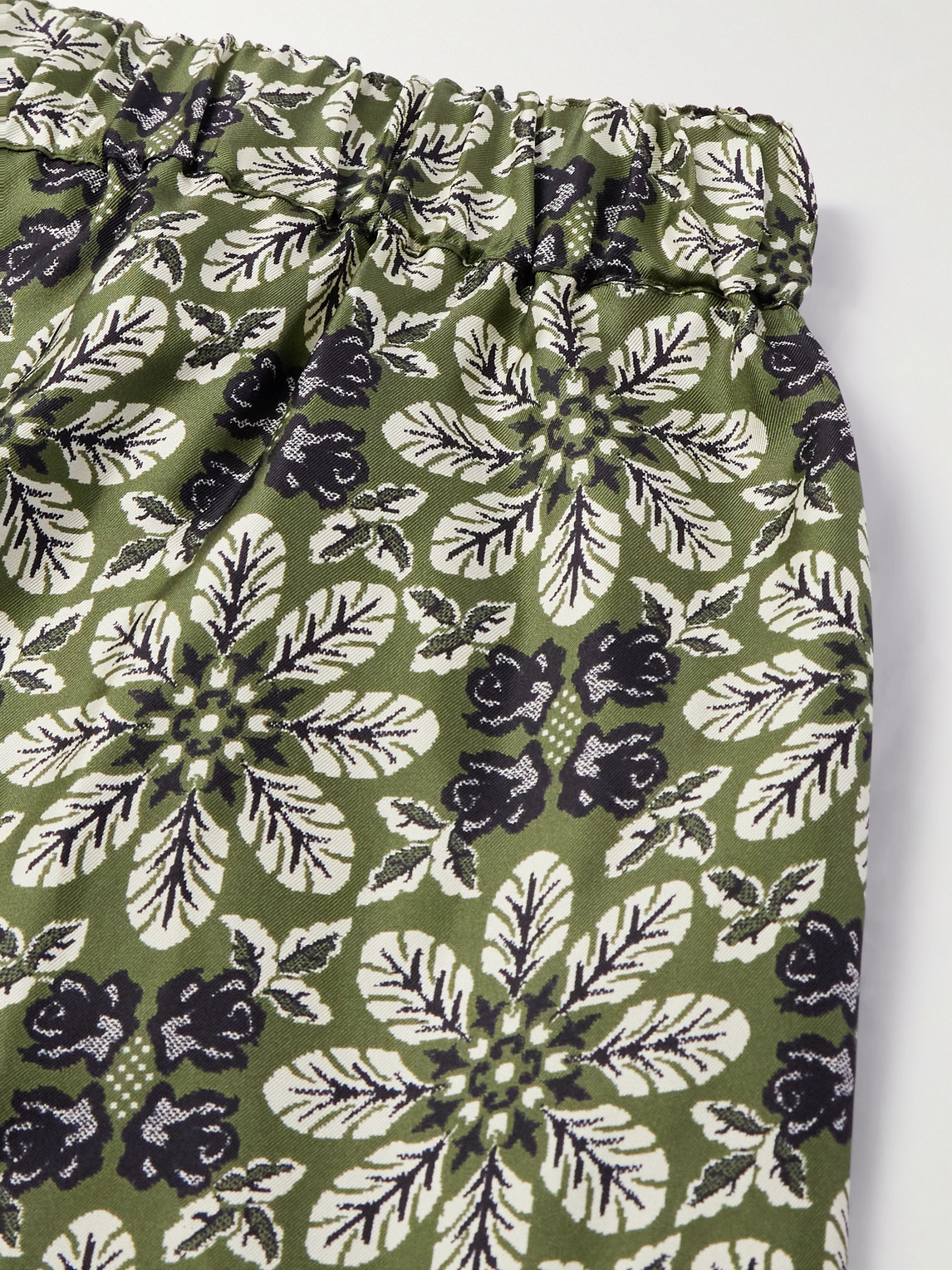 Shop Etro Wide-leg Printed Silk-twill Shorts In Green
