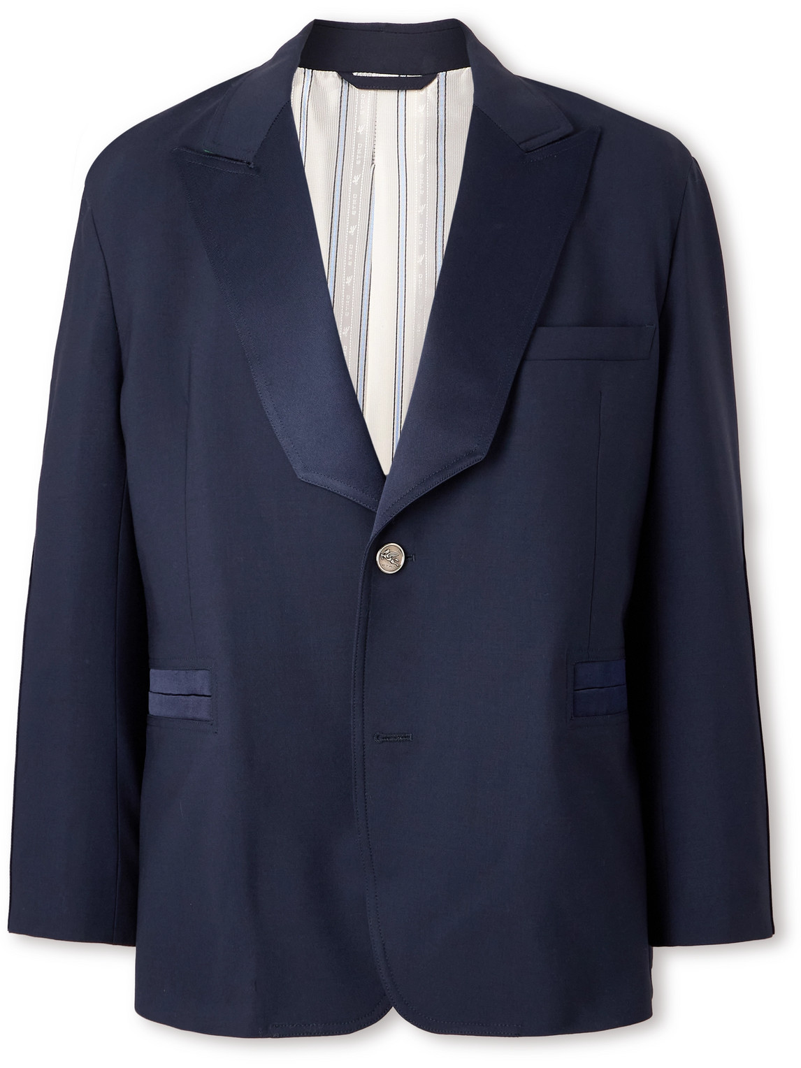 ETRO SILK TWILL-TRIMMED STRETCH-WOOL SUIT JACKET