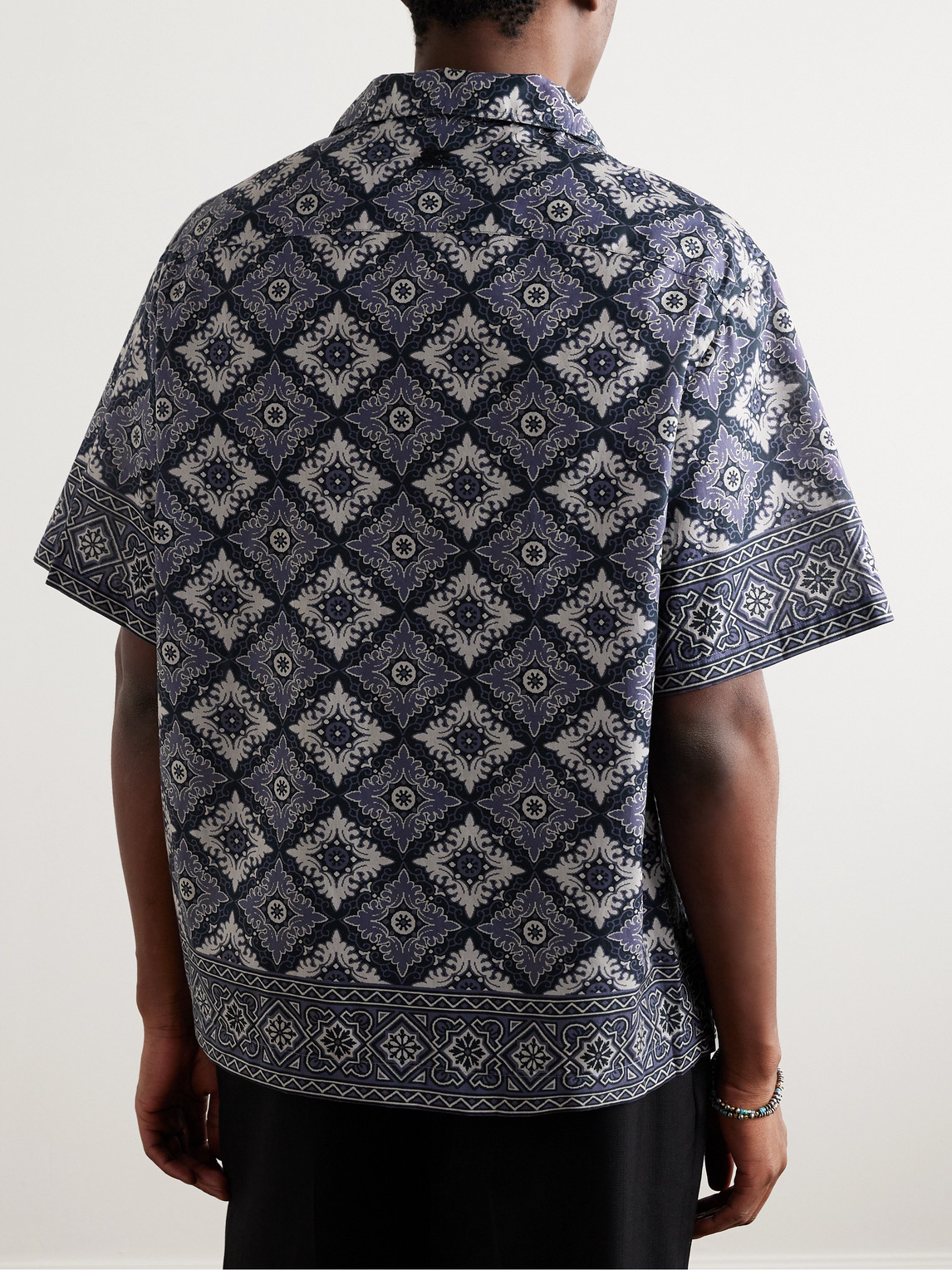 Shop Etro Camp-collar Printed Cotton Shirt In Blue