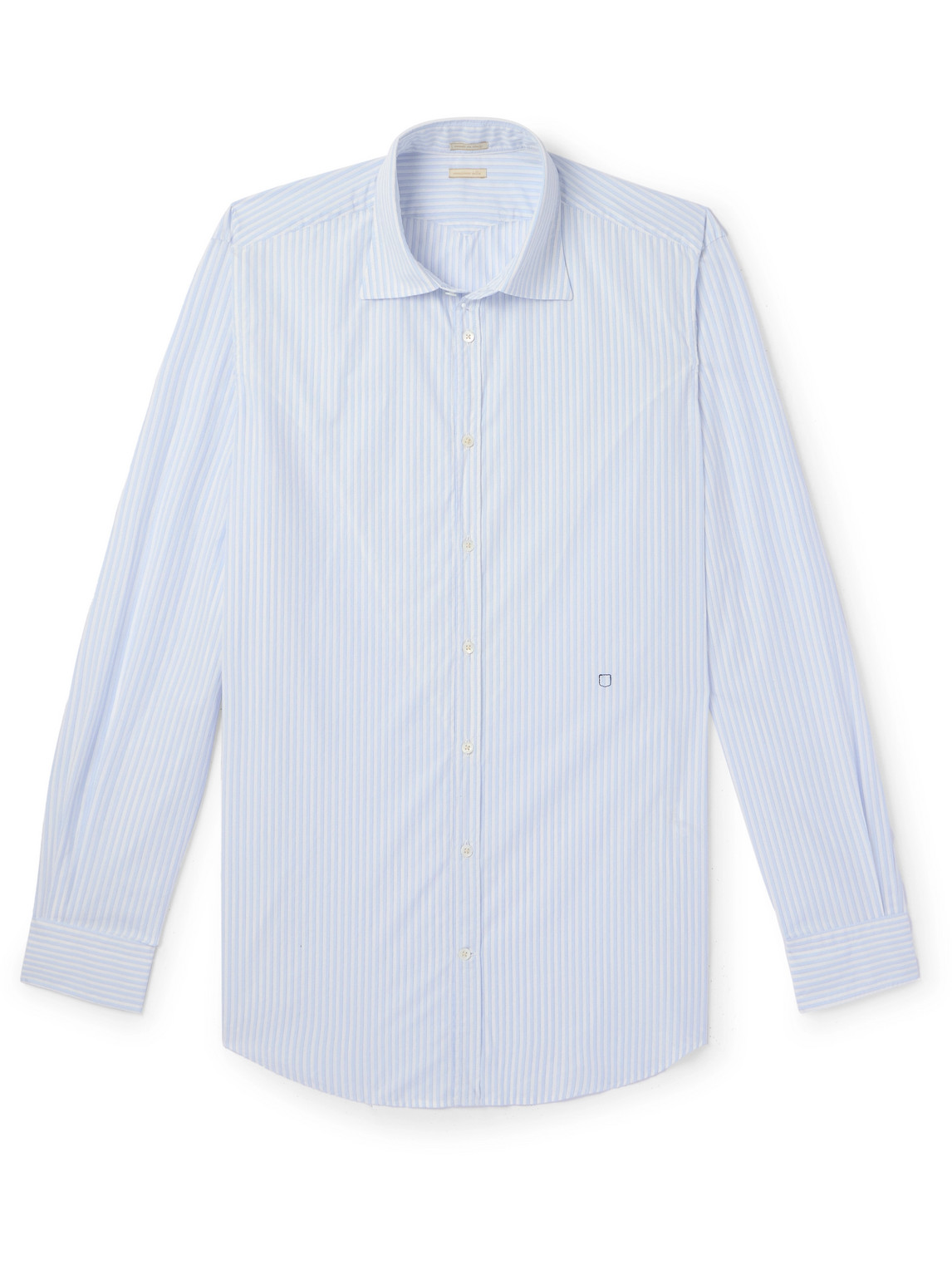 Shop Massimo Alba Genova Striped Cotton Shirt In Blue